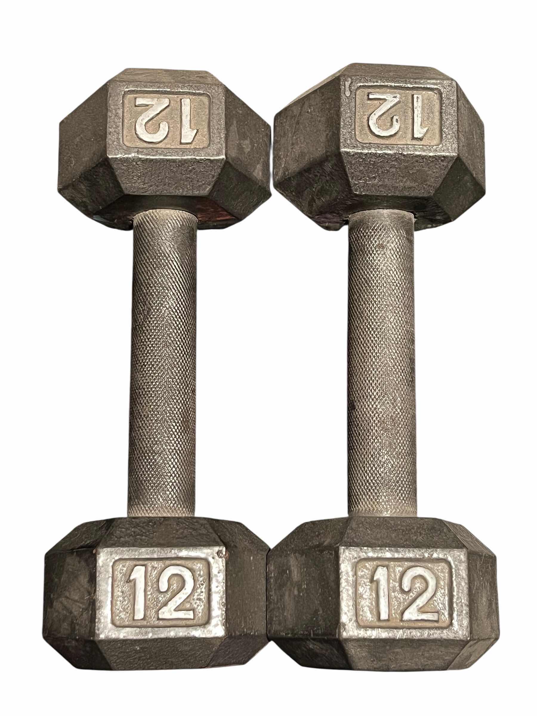 Photo 1 of 12LB SOLID IRON HEX DUMBBELL PAIR/SET (READ NOTES)