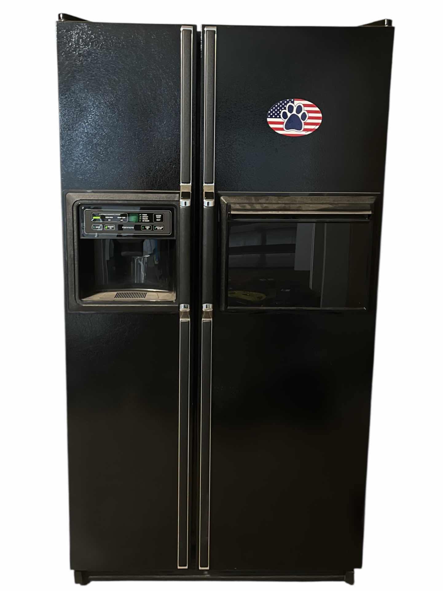 Photo 1 of KENMORE BLACK SIDE-BY-SIDE ELECTRONIC DISPENSER CONVENTION CENTER REFRIGERATOR MODEL 27 (READ NOTES)