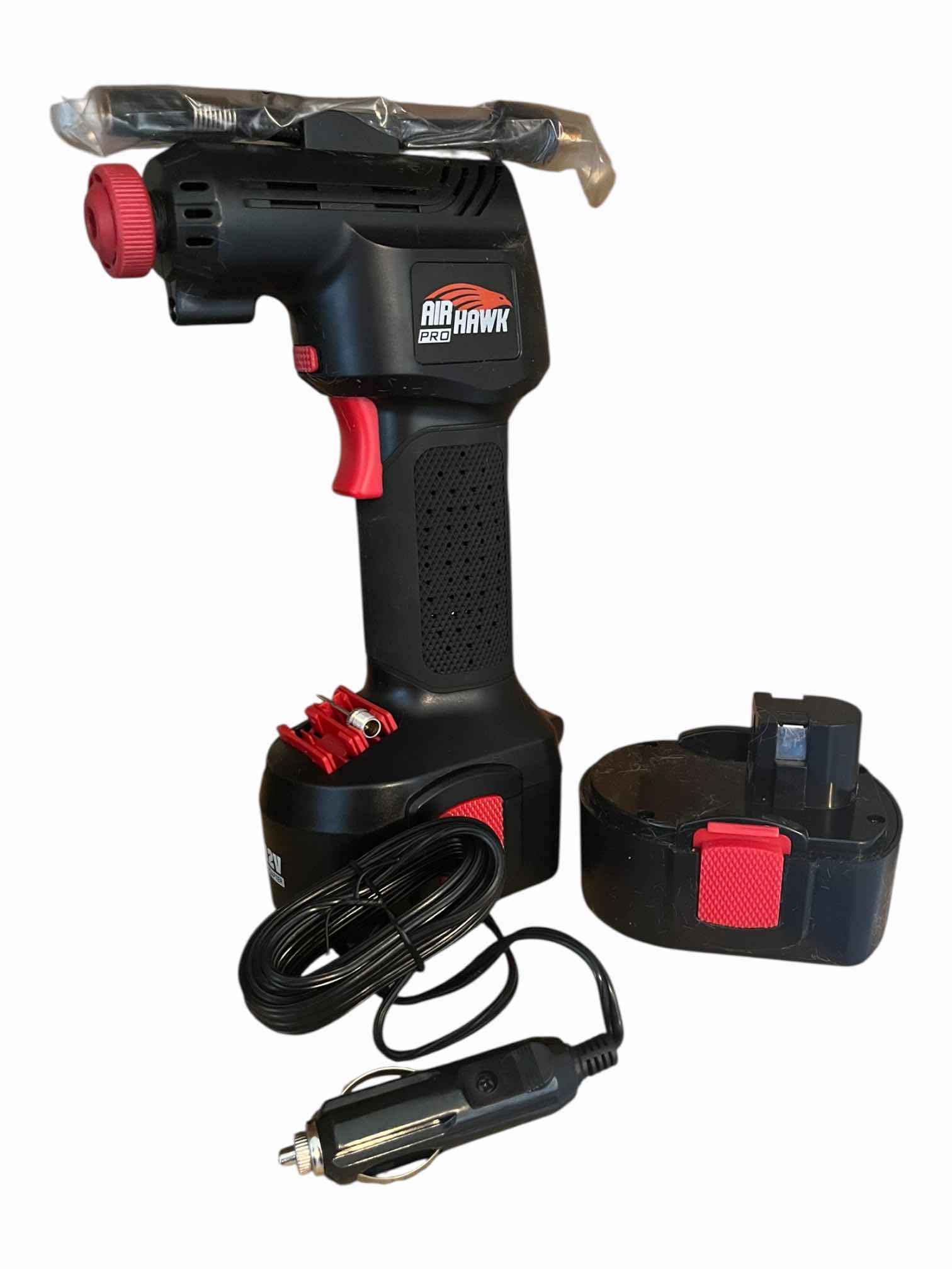 Photo 1 of AIR HAWK PRO CORDLESS AIR COMPRESSOR AHP-MC6/2 125 MAX PSI W 1 BATTERY, CHARGER CORD/CAR CHARGER CORD & CASE