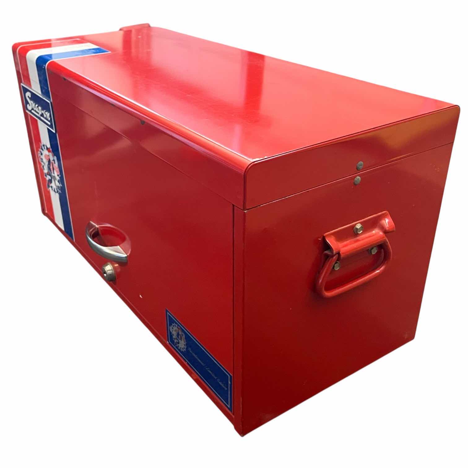 Photo 1 of SNAP ON BICENTENNIAL LIMITED EDITION RED 3 DRAWER ROAD TOOL CHEST/BOX W TOOLS 24” X 11.5” H12