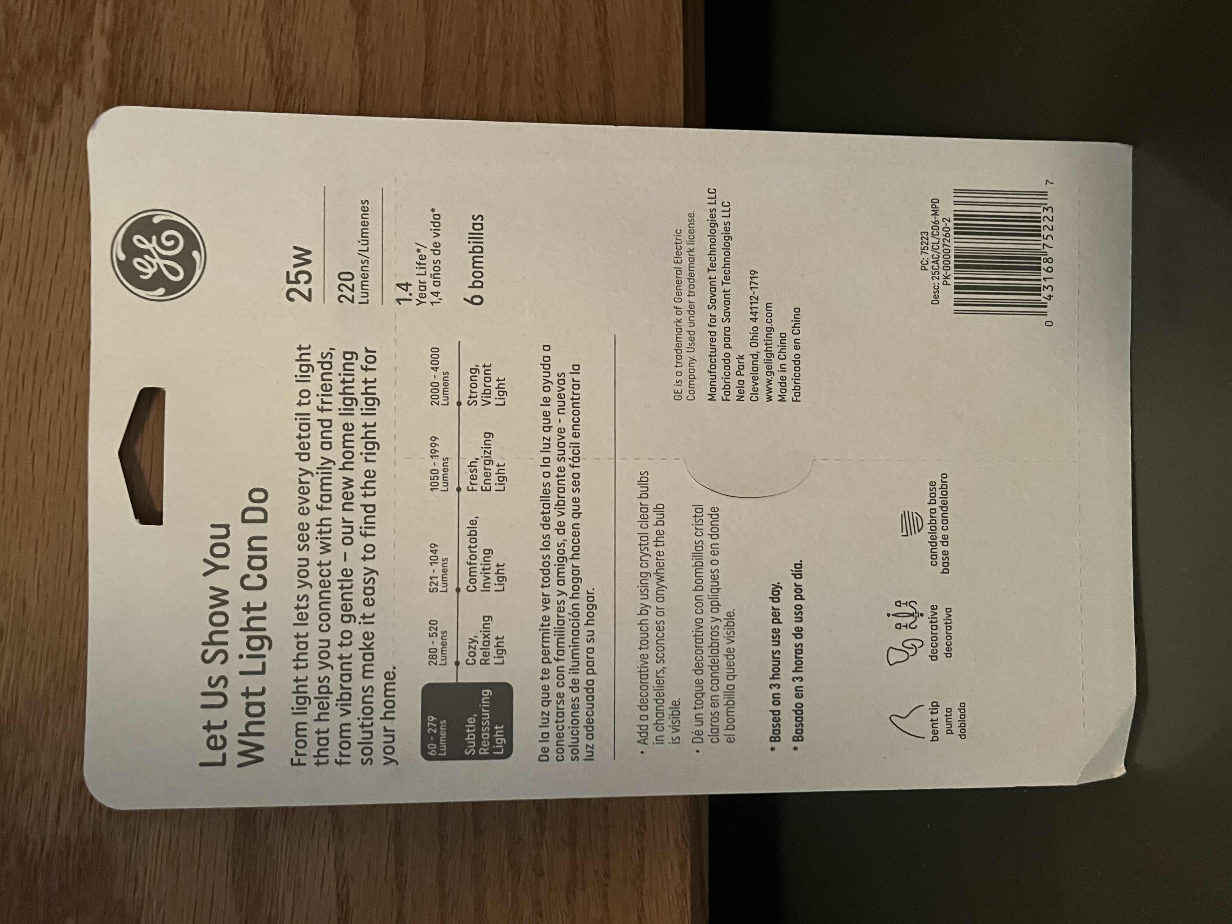 Photo 1 of GE 24-PACK CRYSTAL CLEAR 25W LIGHTBULBS