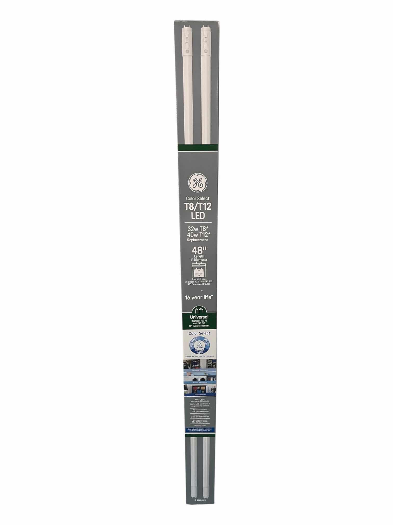 Photo 1 of GE 2-PACK T8/T12 COLOR SELECT 48” UNIVERSAL LED TUBE LIGHTBULBS