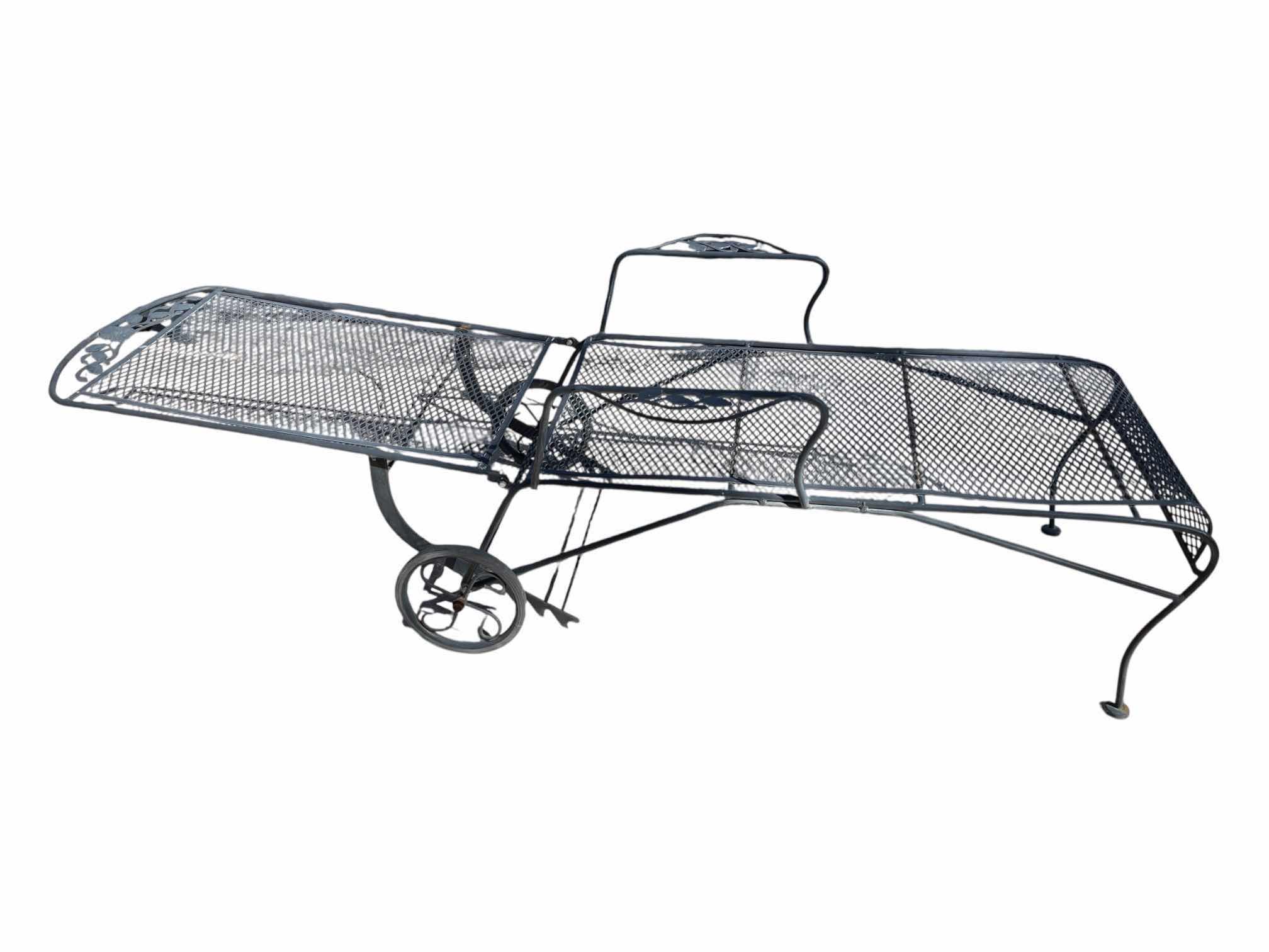 Photo 1 of WOODARD FLORAL ACCENTED WROUGHT IRON MESH PATIO LOUNGE CHAIR 30.5” X 79” H42.5” (READ NOTES)