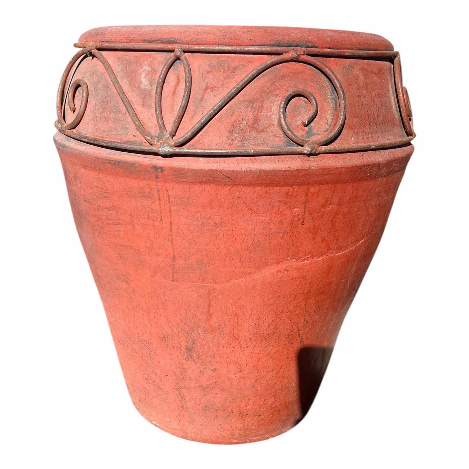 Photo 1 of CERAMIC WROUGHT IRON TRIM PLANTER 16” X 19” (READ NOTES)