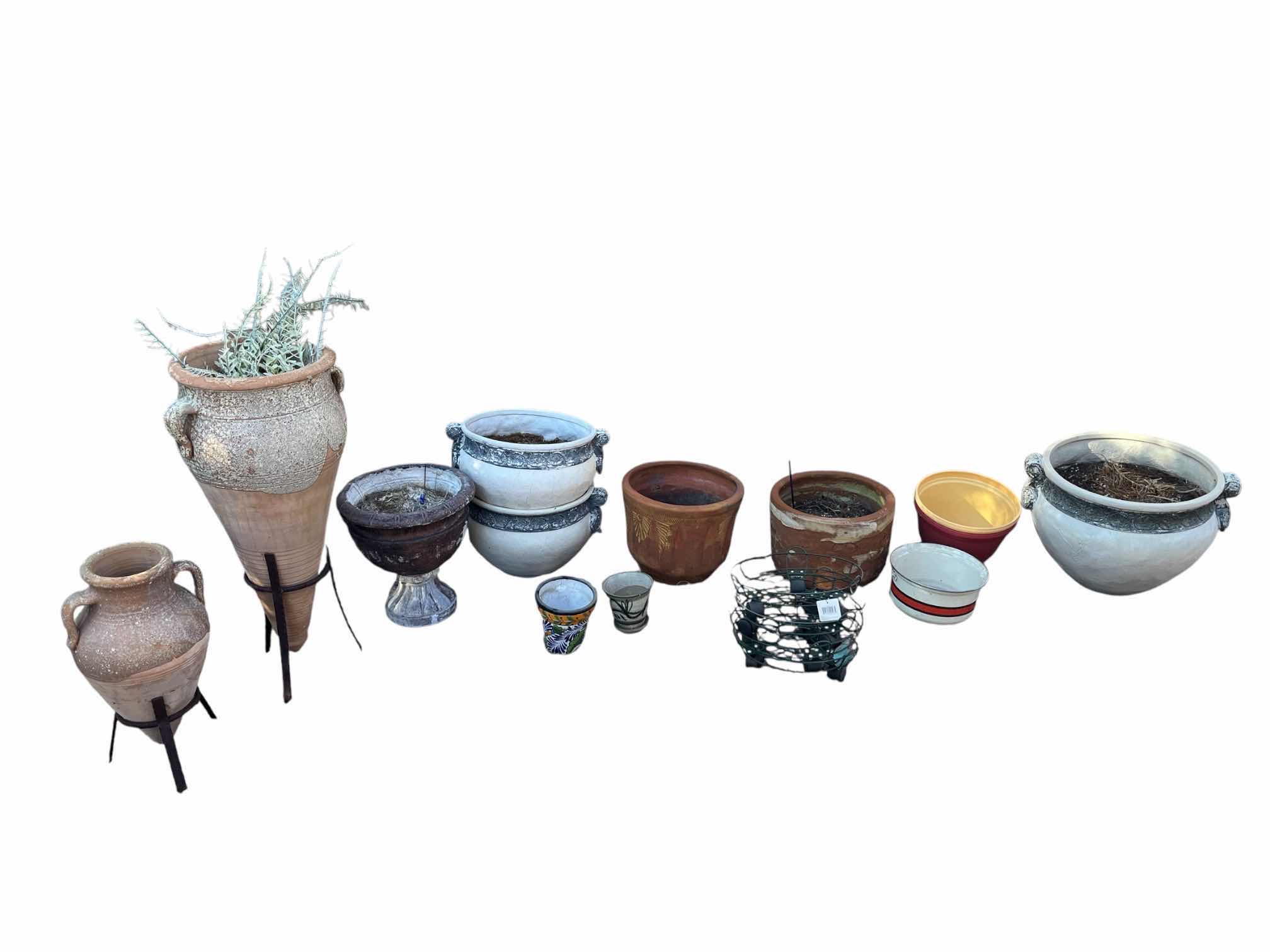 Photo 1 of CERAMIC & RESIN PLANTERS/ POTS-VARIOUS STYLES (13) READ NOTES