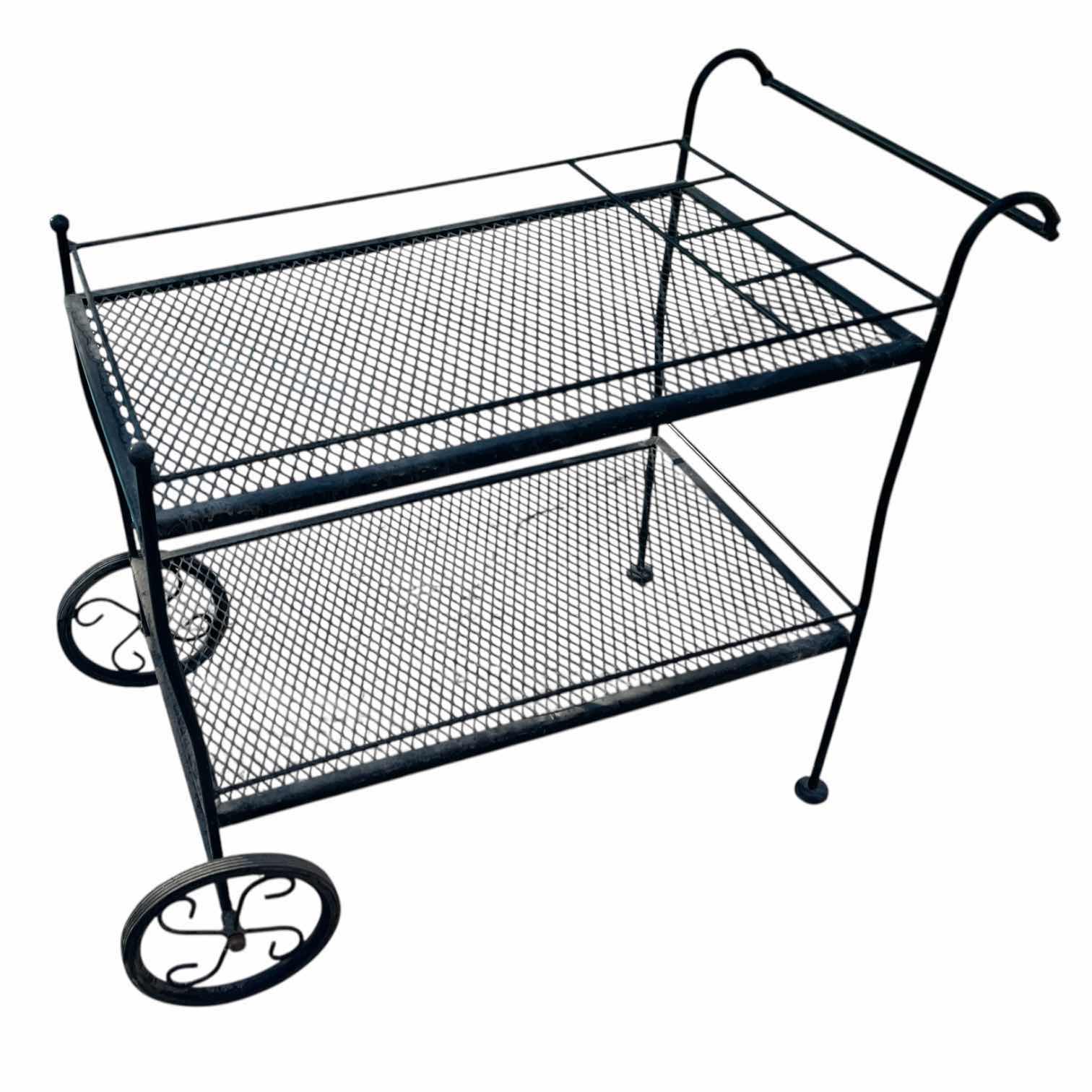 Photo 1 of WOODARD WROUGHT IRON MESH ROLLING CART 19” X 34” H27”