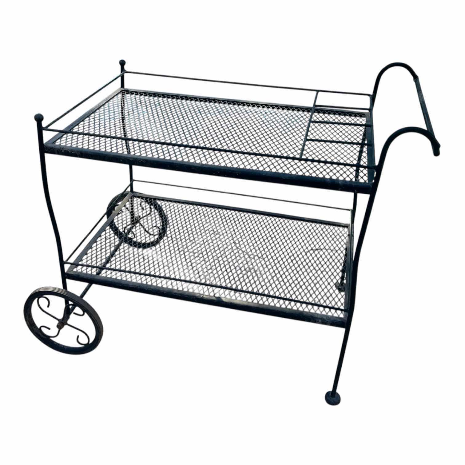 Photo 1 of WOODARD WROUGHT IRON MESH ROLLING CART 19” X 34” H27”