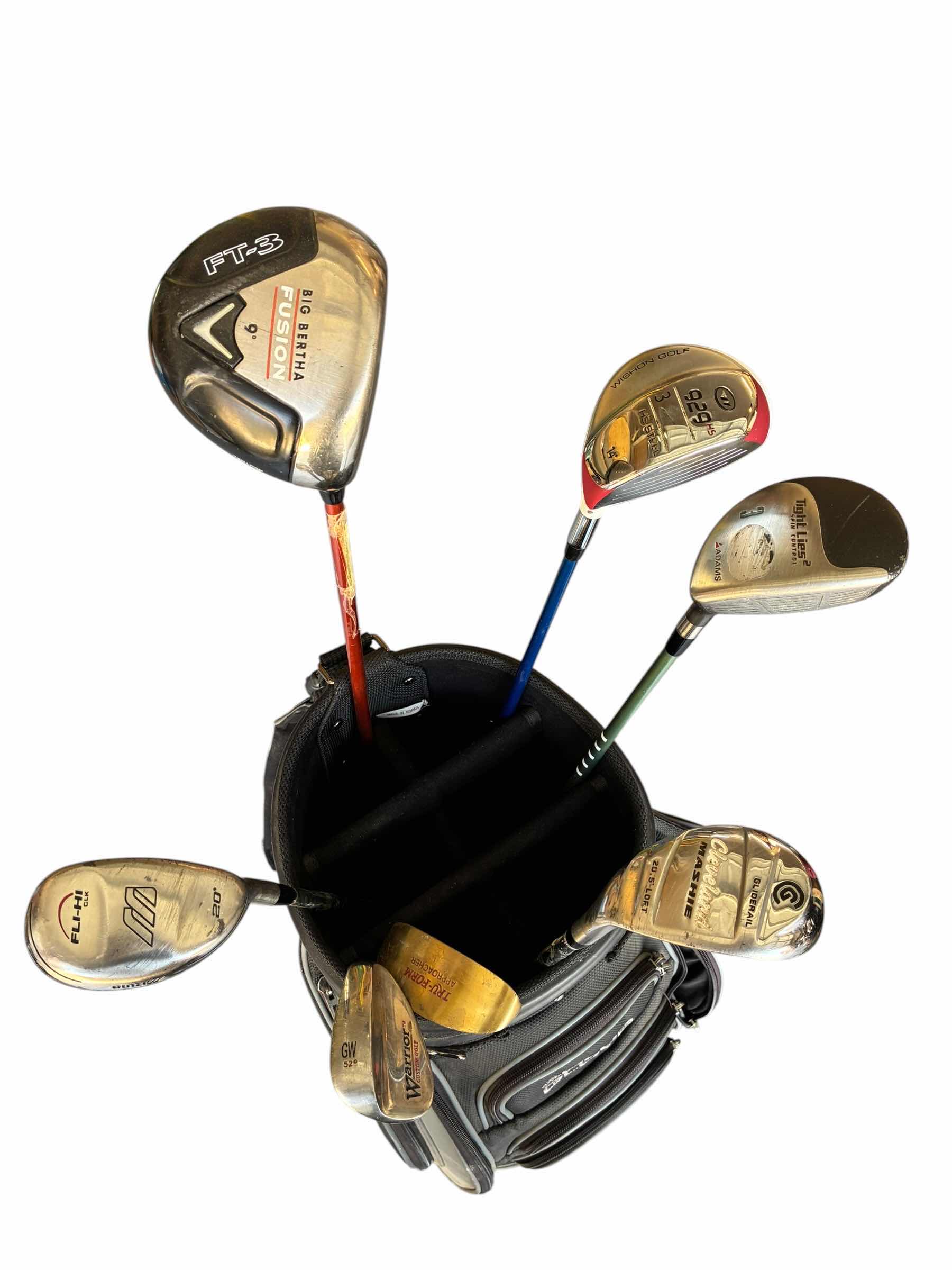 Photo 1 of CLUB GLOVE GOLF BAG W VARIOUS BRAND DRIVERS & GOLF CLUBS