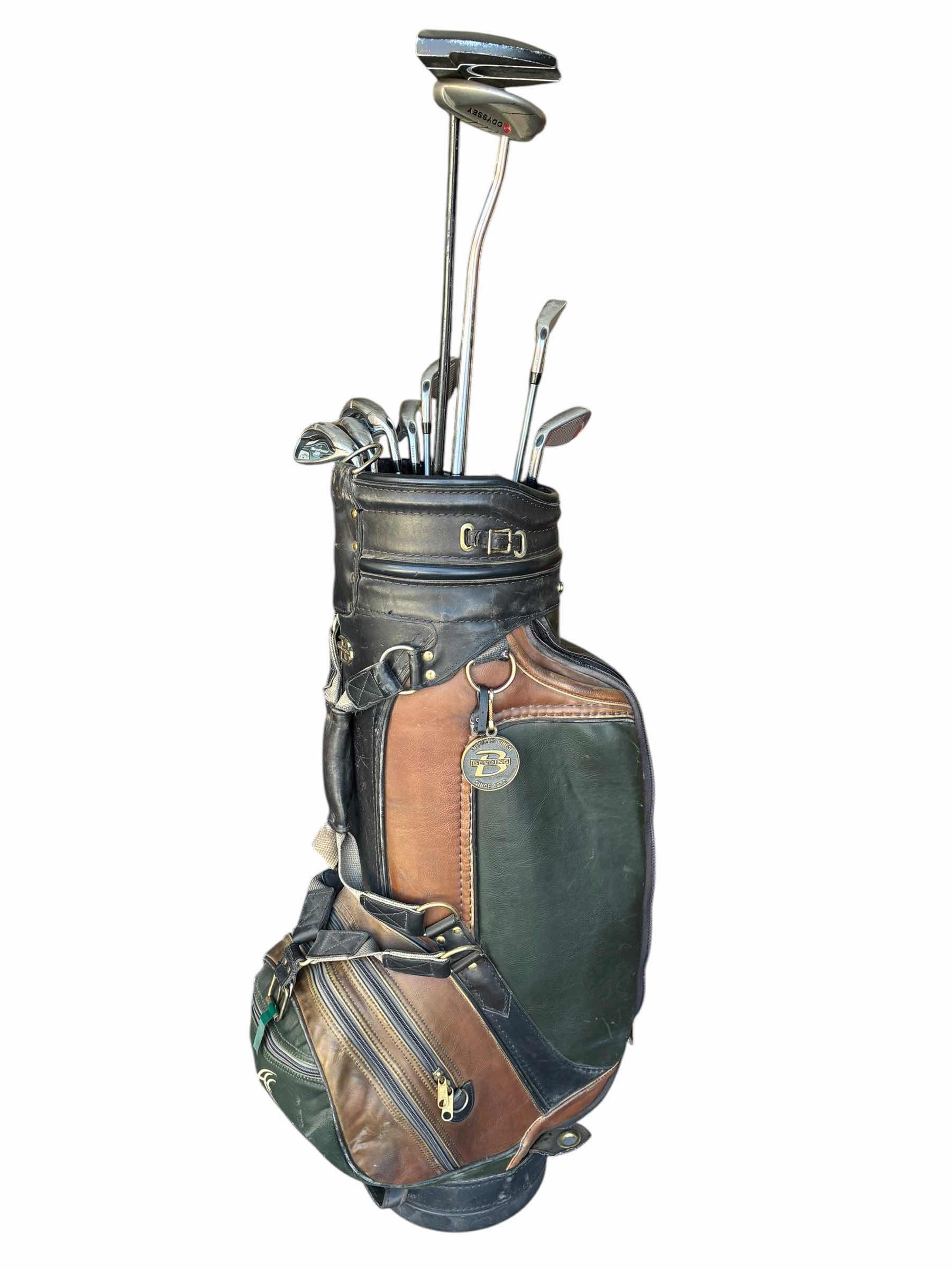 Photo 1 of TOUR SONIC SWEET ROLL DRIVER, ODYSSEY DUAL FORCE DRIVER & CALLAWAY STEELHEAD GOLF CLUBS W BELDING LEATHER GOLF BAG