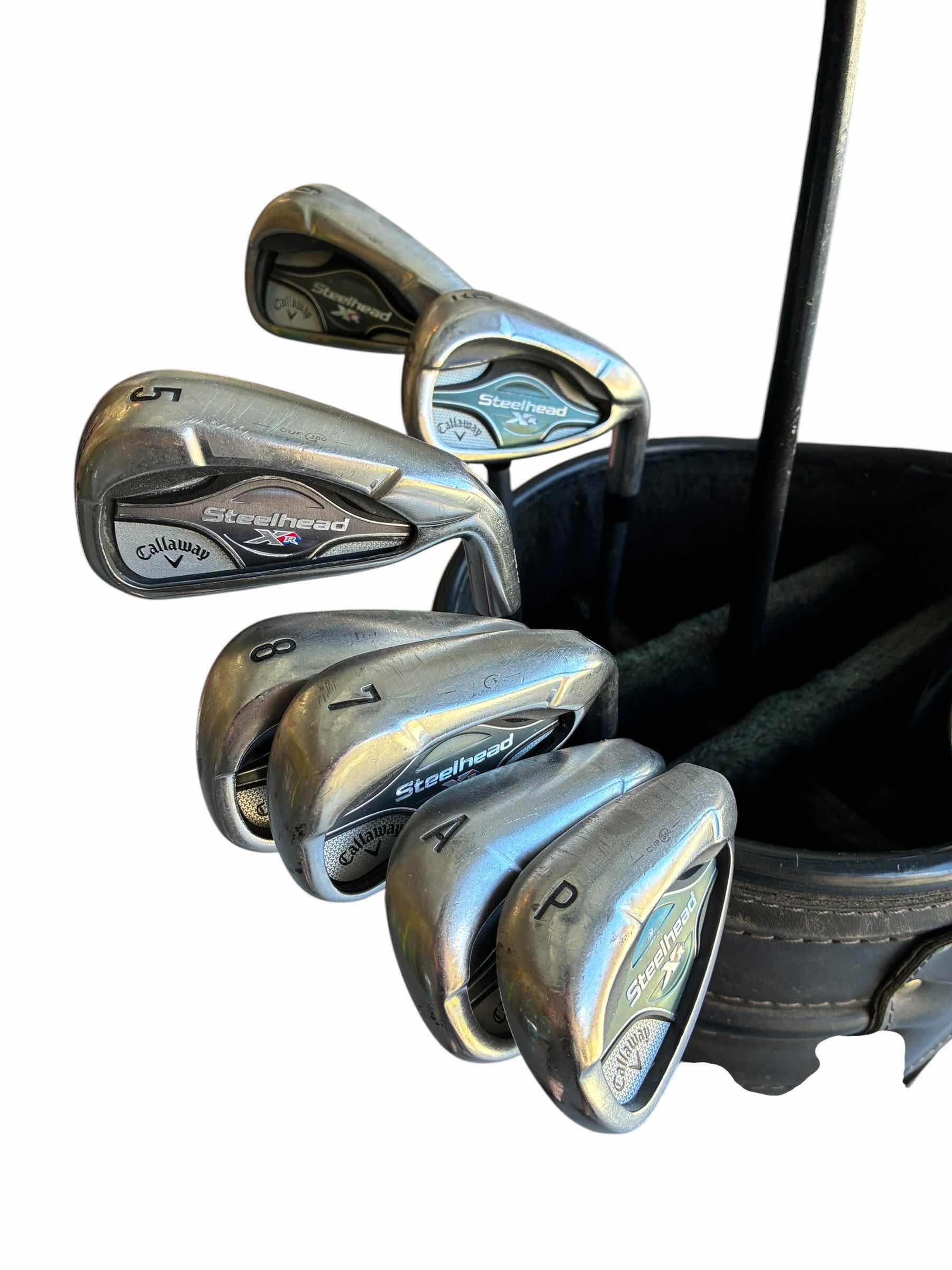 Photo 1 of TOUR SONIC SWEET ROLL DRIVER, ODYSSEY DUAL FORCE DRIVER & CALLAWAY STEELHEAD GOLF CLUBS W BELDING LEATHER GOLF BAG