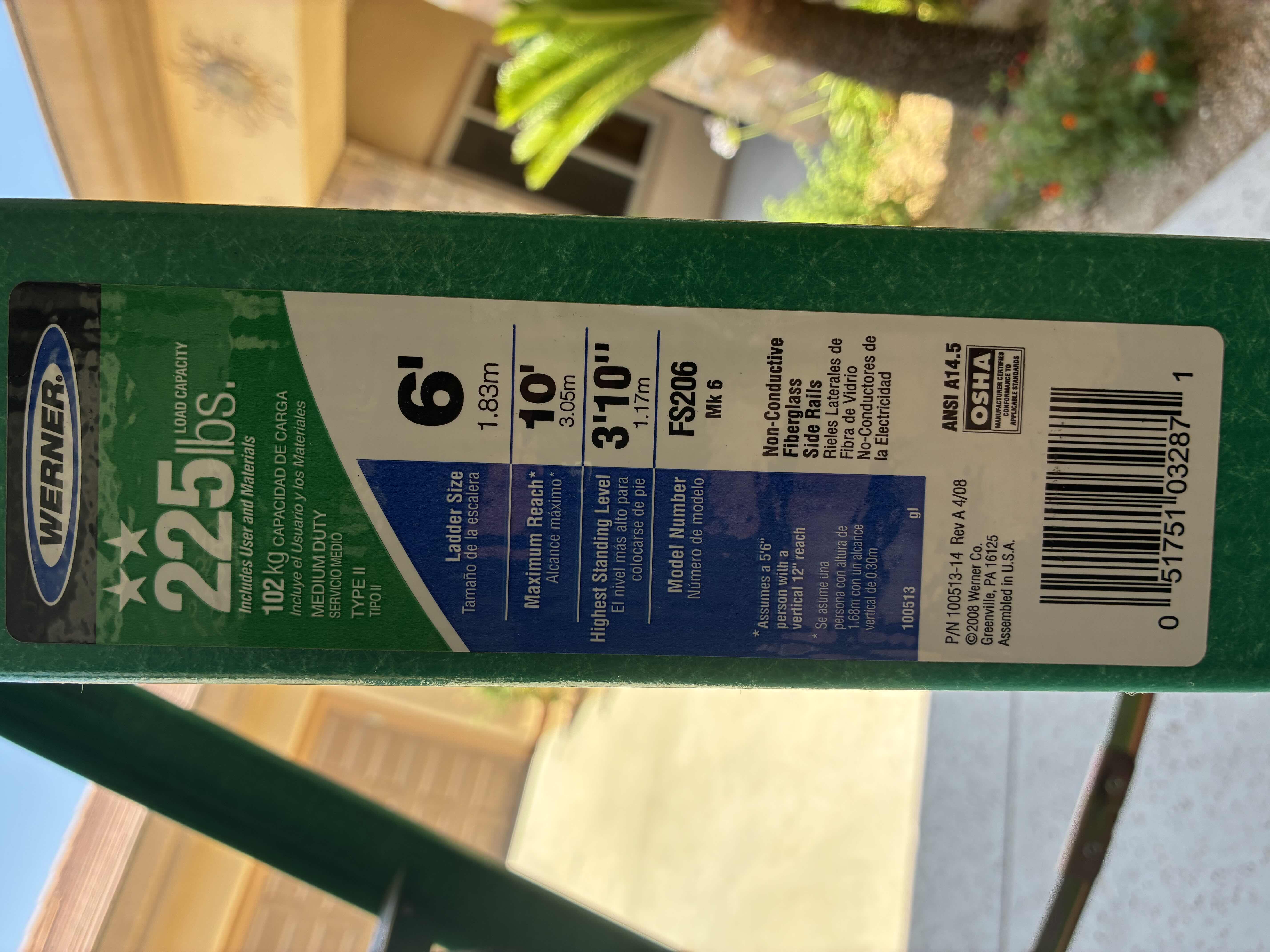 Photo 1 of WERNER 6’ GREEN FIBERGLASS STANDING LADDER
