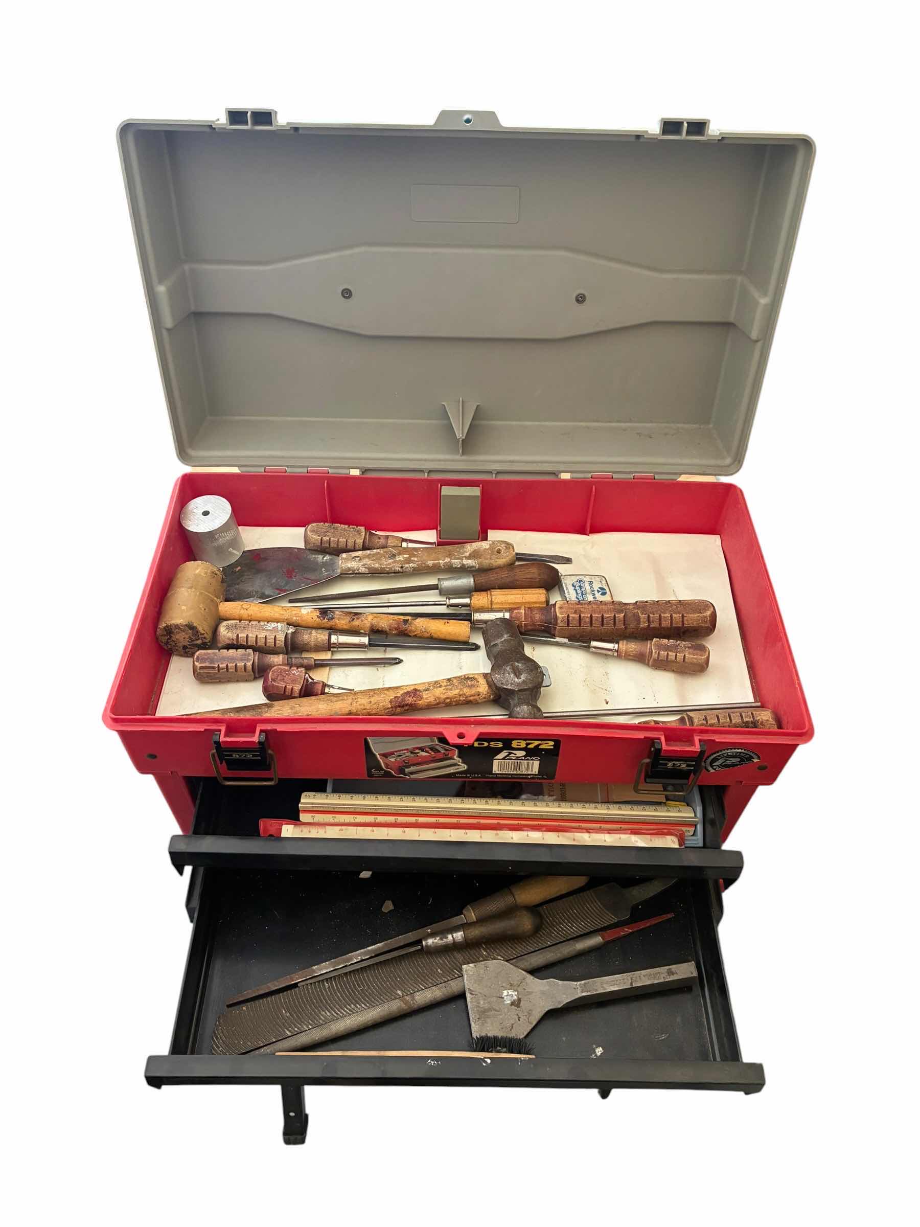Photo 1 of PLANO TDS 872 TOOLBOX W VINTAGE TOOLS