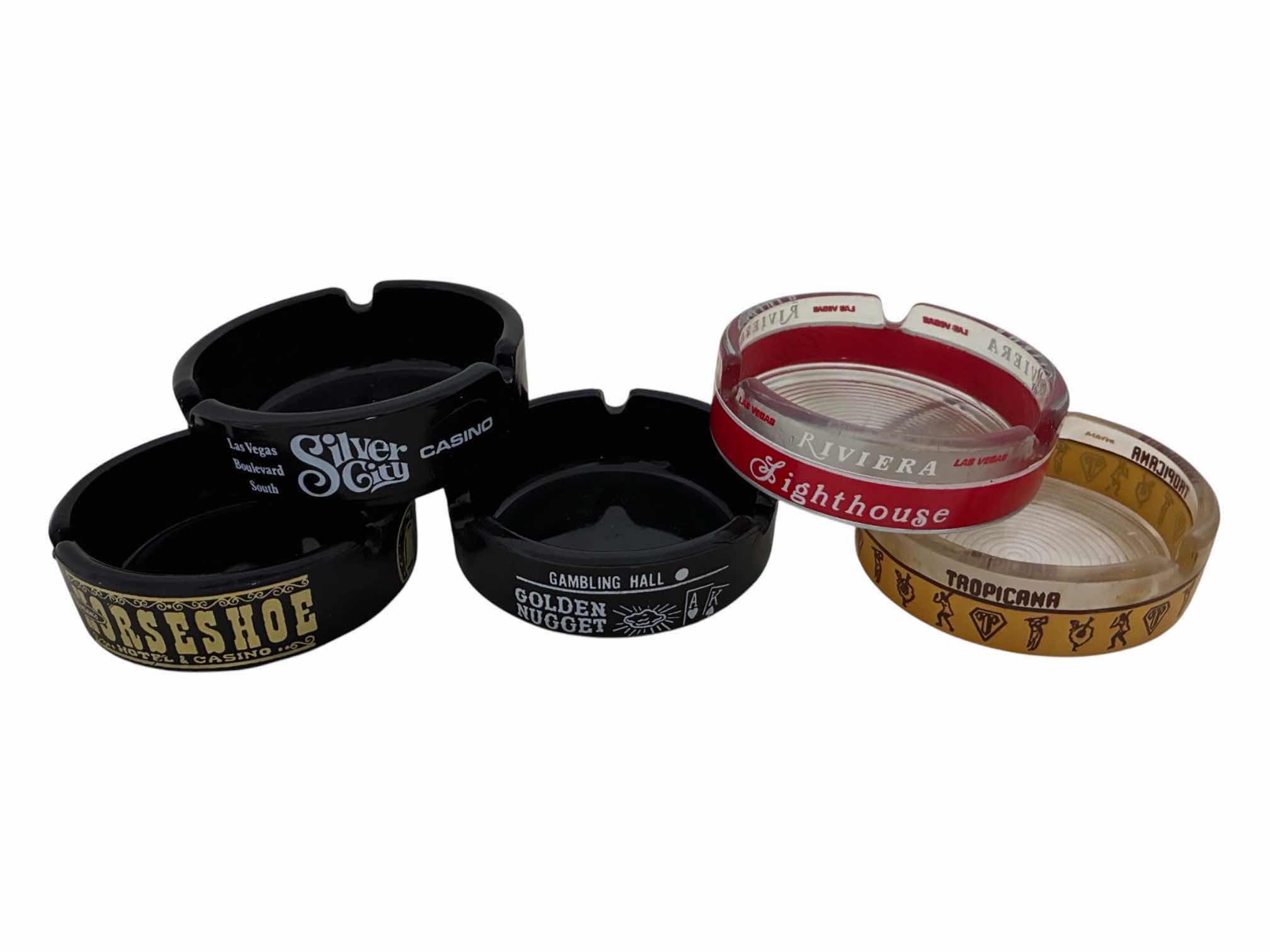 Photo 1 of VINTAGE CASINO/HOTEL GLASS ASHTRAYS (5)
