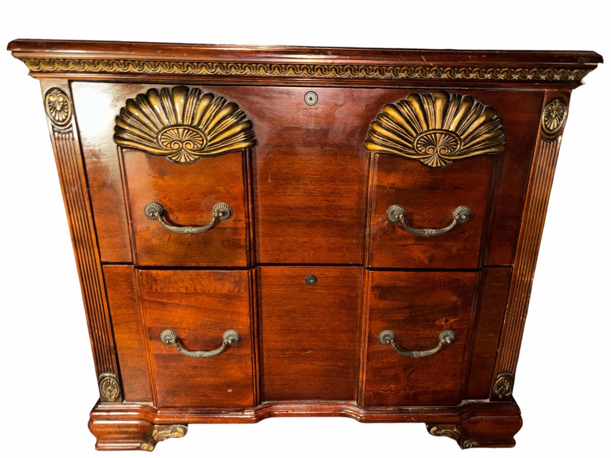 Photo 1 of MAHOGANY 2-DRAWER FILING CABINET/CHEST W KEYS 21.5” X 35.5” H31.5” *SEE NOTES $1900
