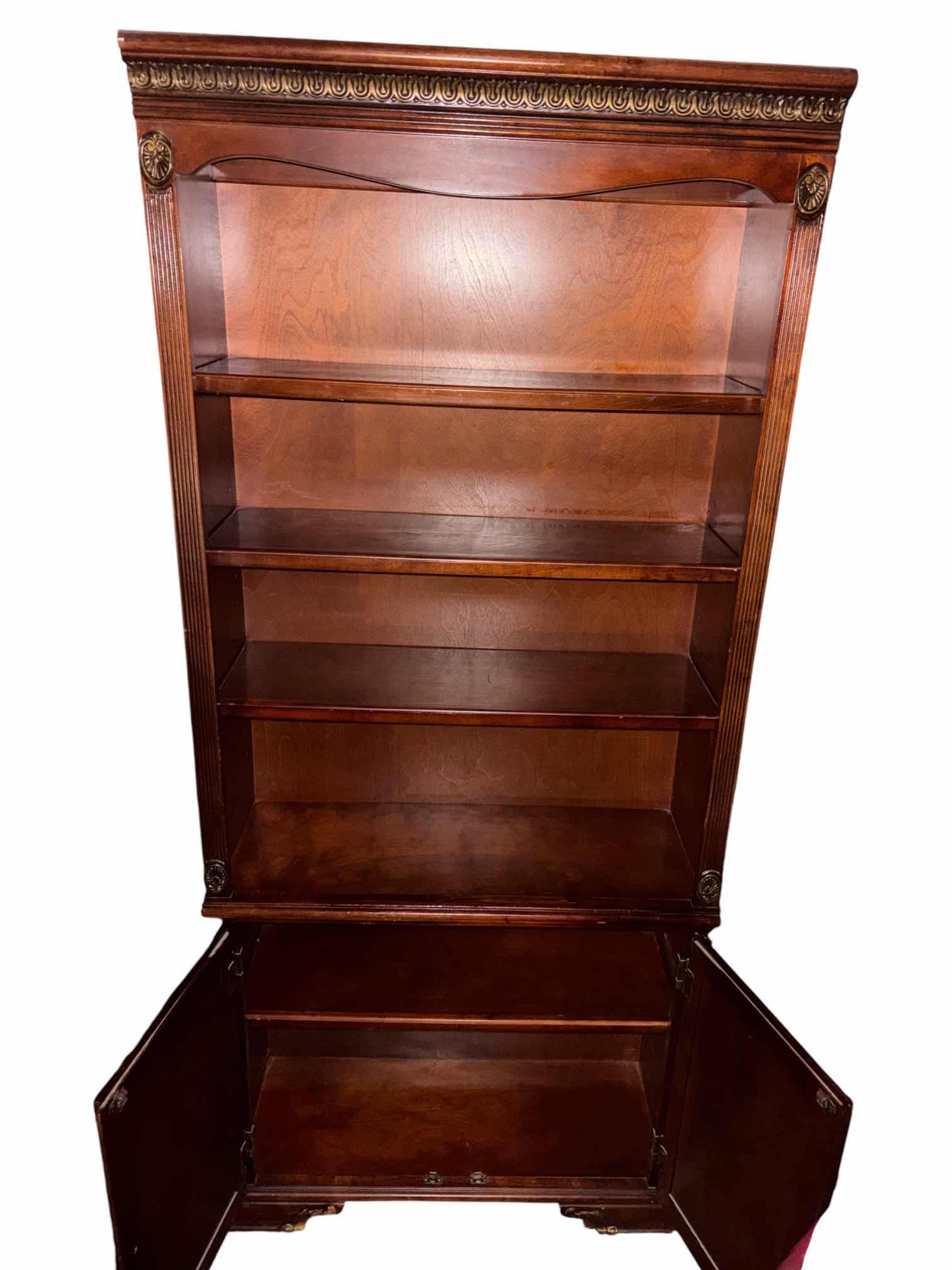 Photo 1 of MAHOGANY TRADITIONAL BOOKCASE W LOWER CABINET STORAGE 13.75” X 34” H78”