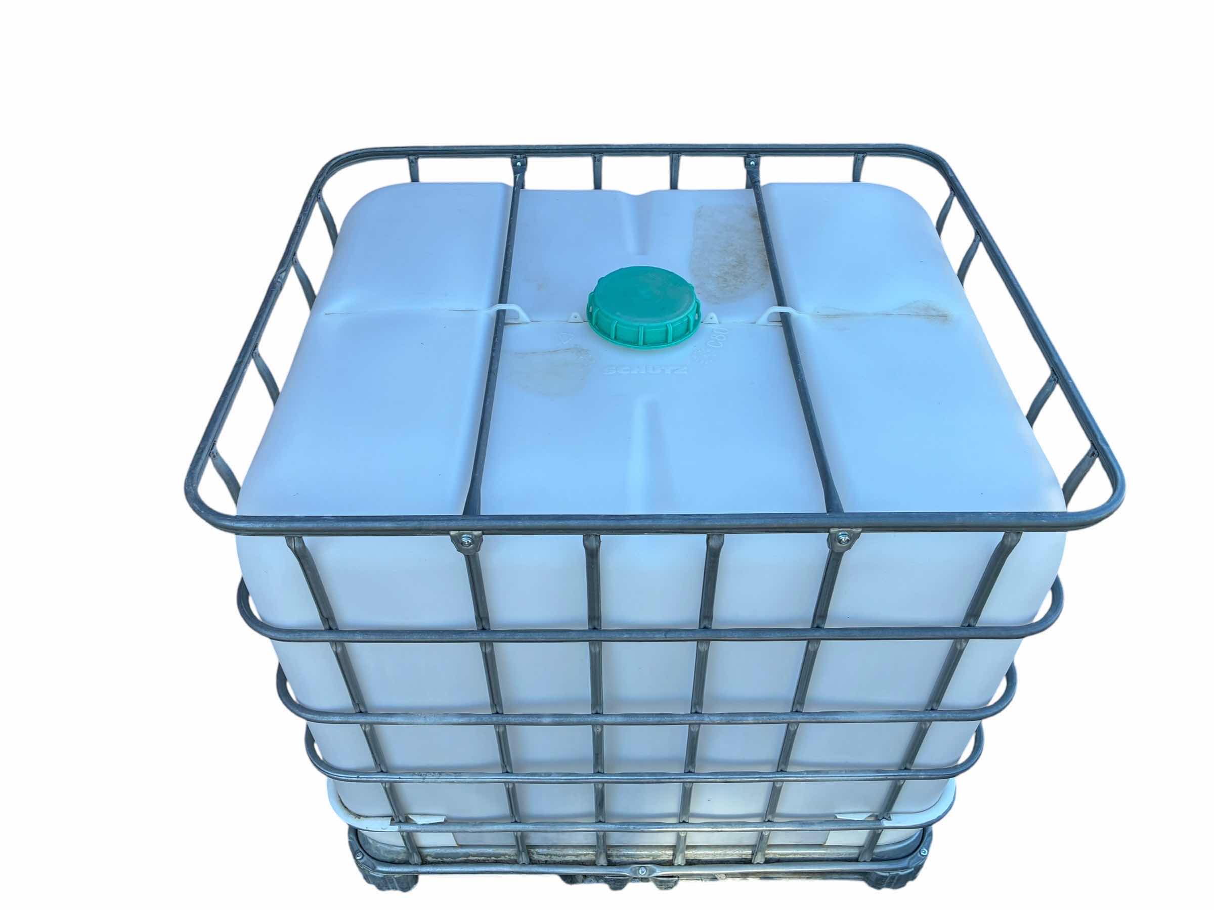 Photo 1 of SCHUTZ 1000L ECOBULK IBC VALVE FRAME PALLET STORAGE TANK 39.5” X 47.75“ H46“