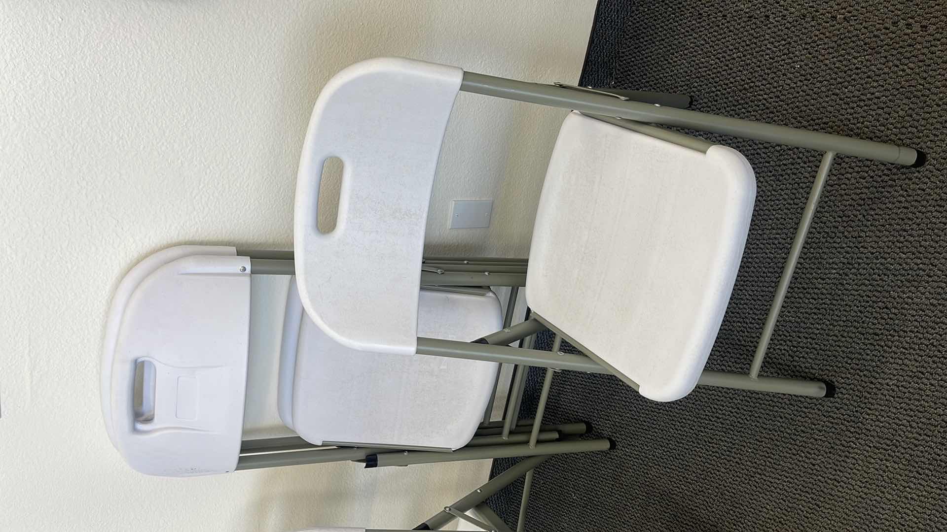 Photo 2 of 4 METAL BASE FOLDING CHAIRS W PLASTIC SEAT