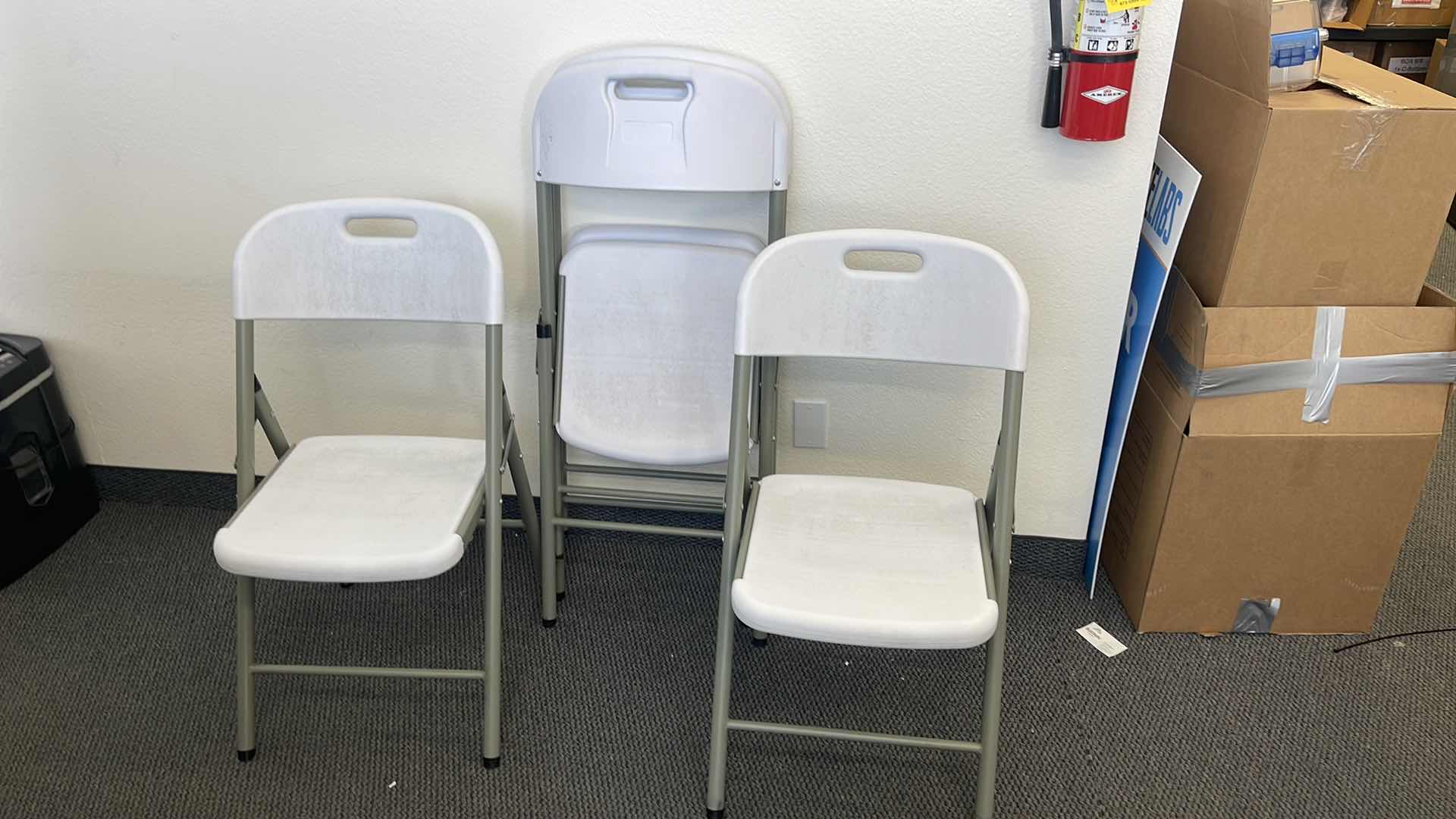 Photo 1 of 4 METAL BASE FOLDING CHAIRS W PLASTIC SEAT