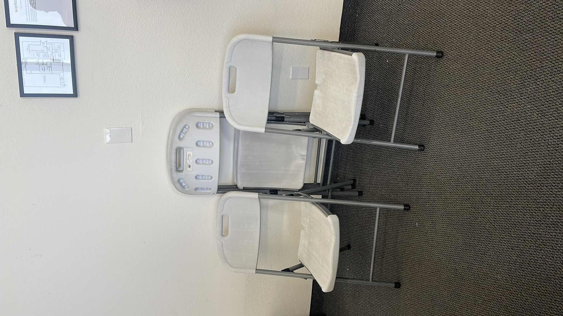 Photo 1 of 4 METAL BASE FOLDING CHAIRS W PLASTIC SEAT