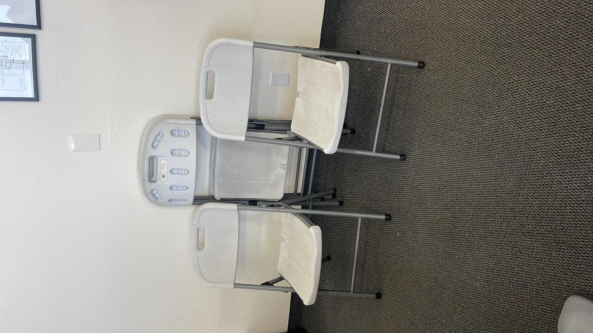 Photo 1 of 4 METAL BASE FOLDING CHAIRS W PLASTIC SEAT