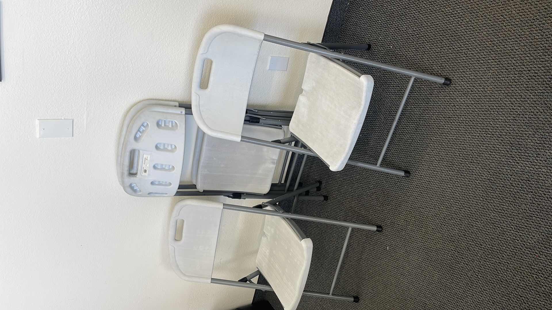 Photo 2 of 4 METAL BASE FOLDING CHAIRS W PLASTIC SEAT