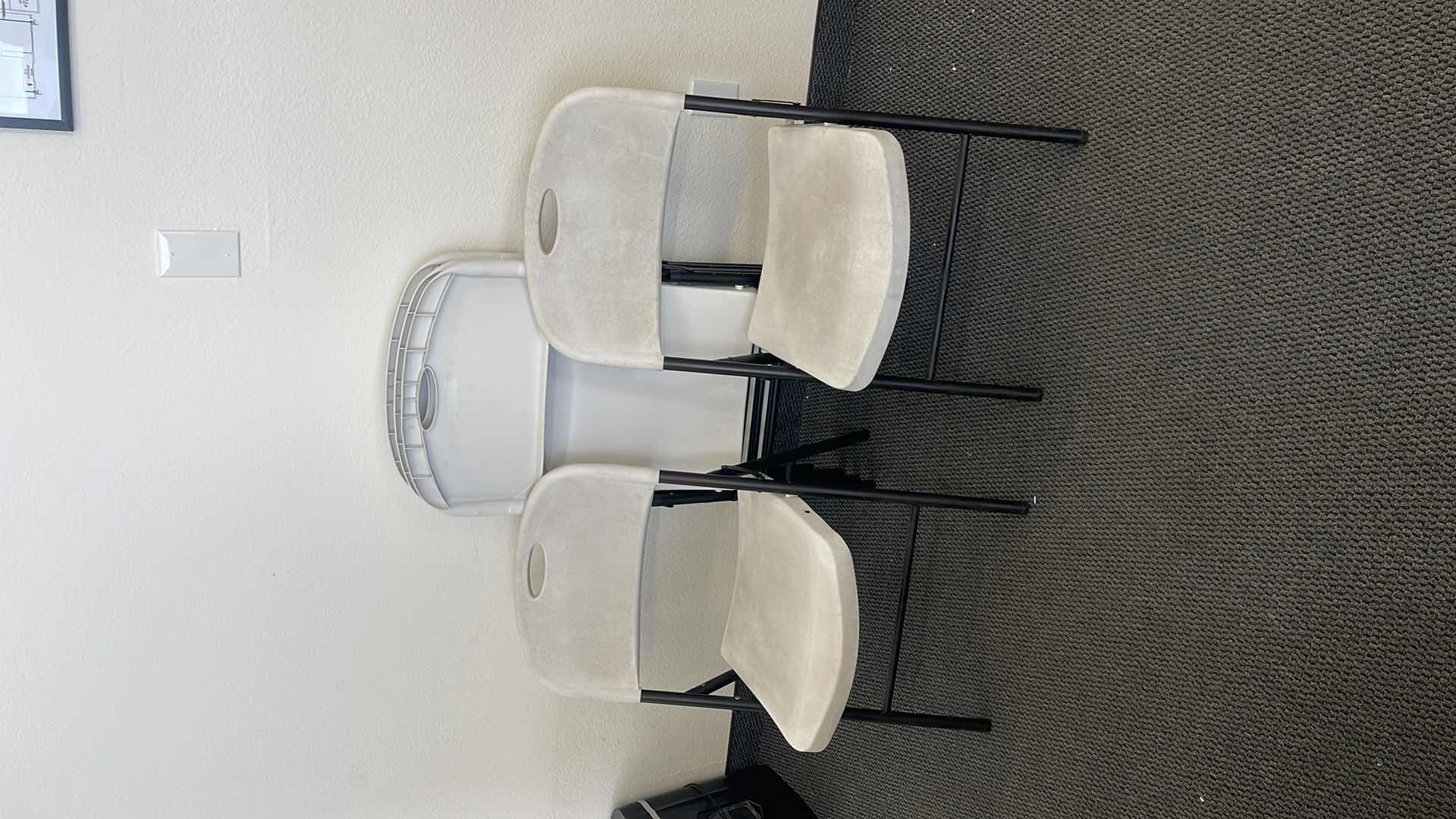 Photo 1 of 5 METAL BASE FOLDING CHAIRS W PLASTIC SEAT (USED)