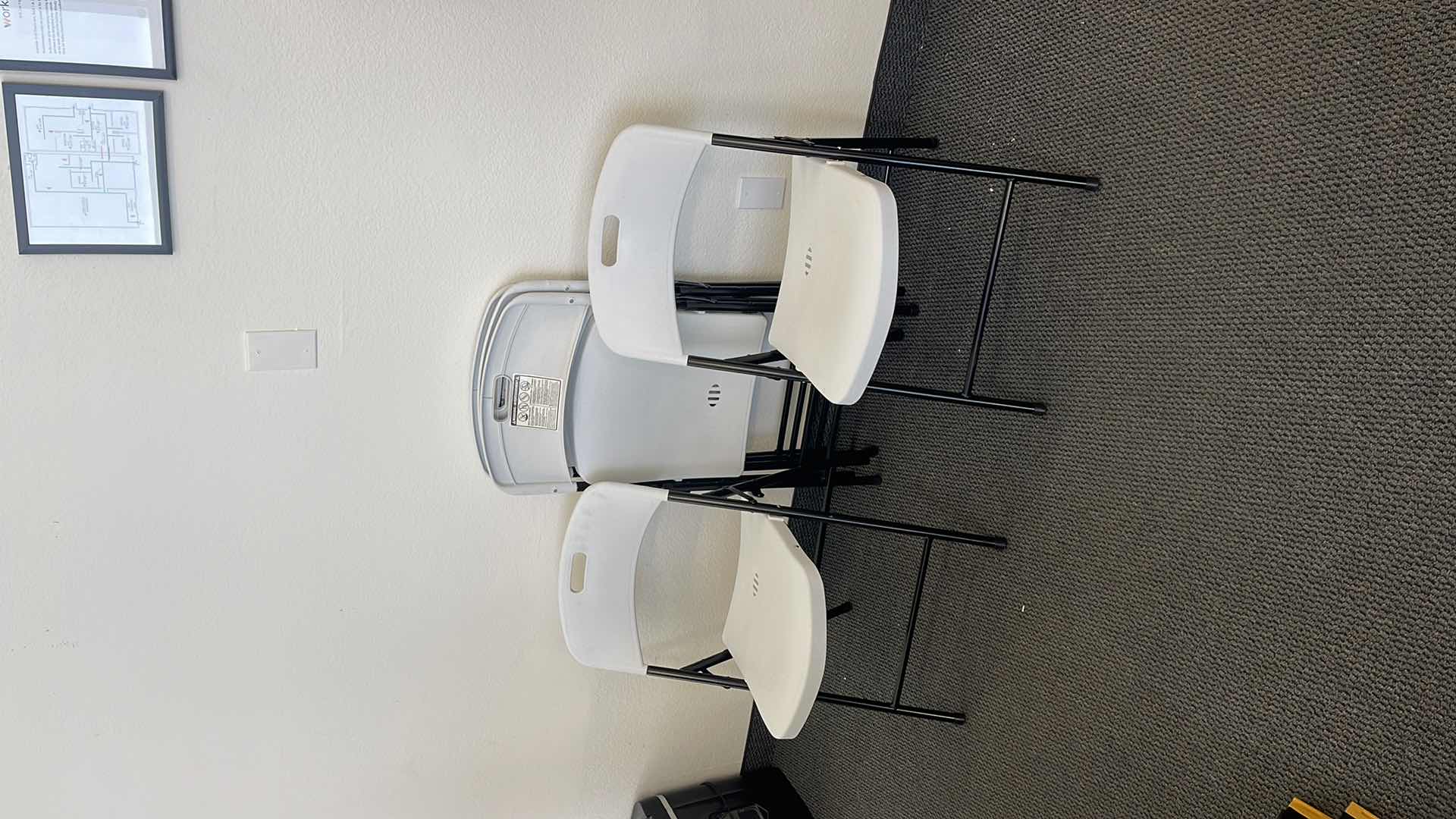 Photo 1 of 5 METAL BASE FOLDING CHAIRS W PLASTIC SEAT (USED)