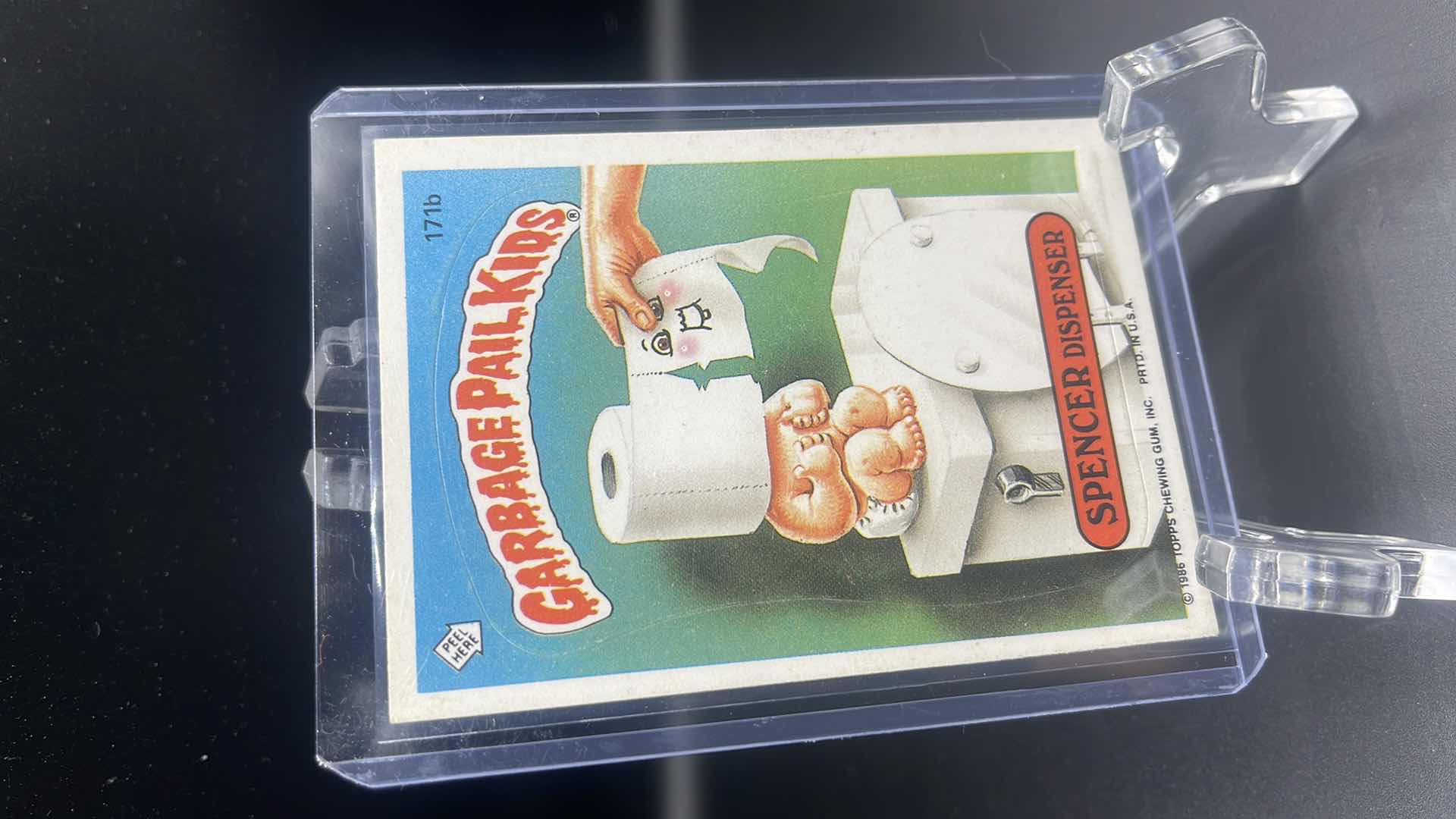 Photo 1 of 1986 GARBAGE PAIL KIDS “SPENCER DISPENSER” CARD