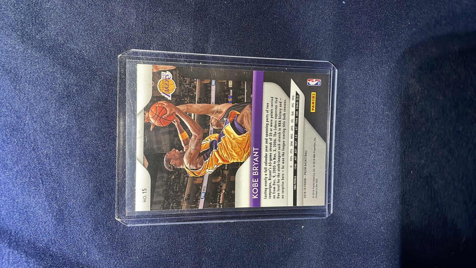 Photo 2 of 2018 PANINI KOBE BRYANT SILVER PRIZM CARD #15