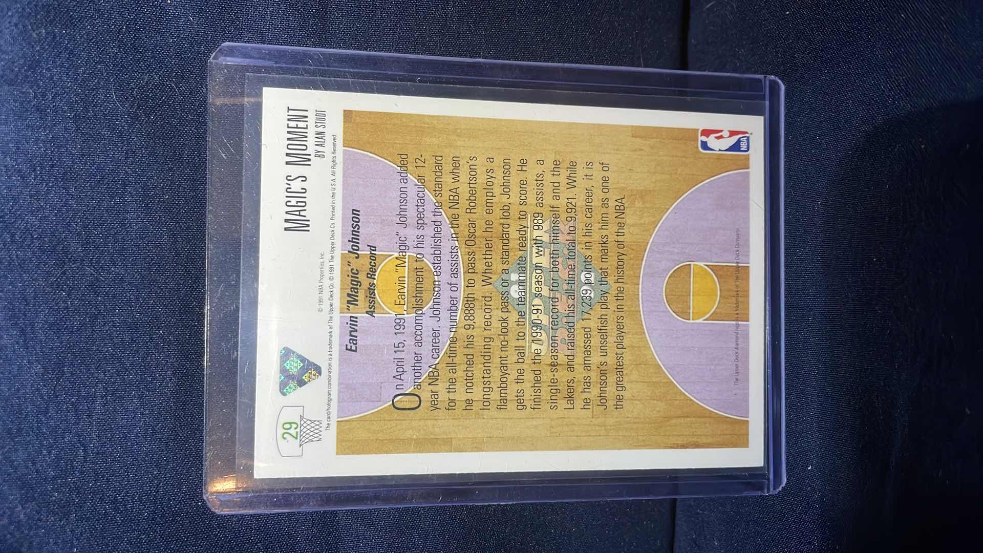 Photo 2 of 1991 MAGIC JOHNSON UPPER DECK MAGIC'S MOMENT CARD #29