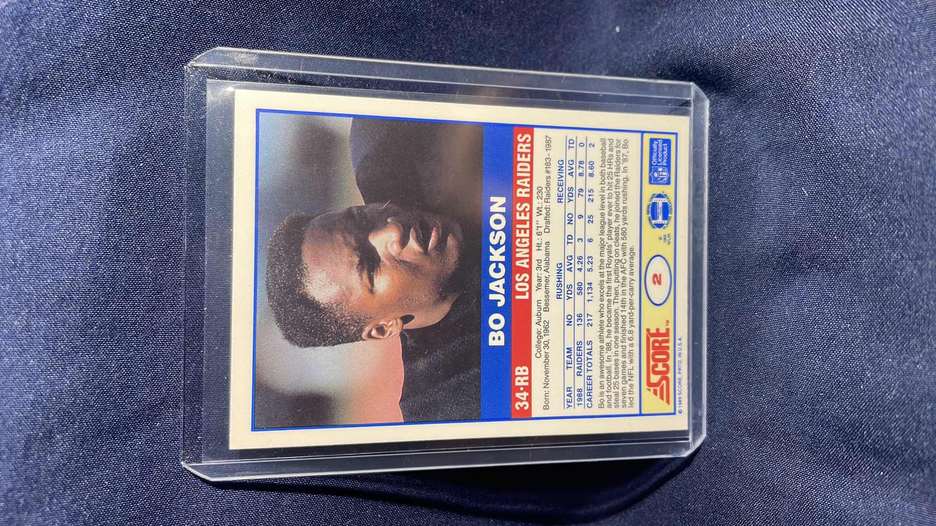 Photo 2 of 1989 SCORE BO JACKSON CARD #2