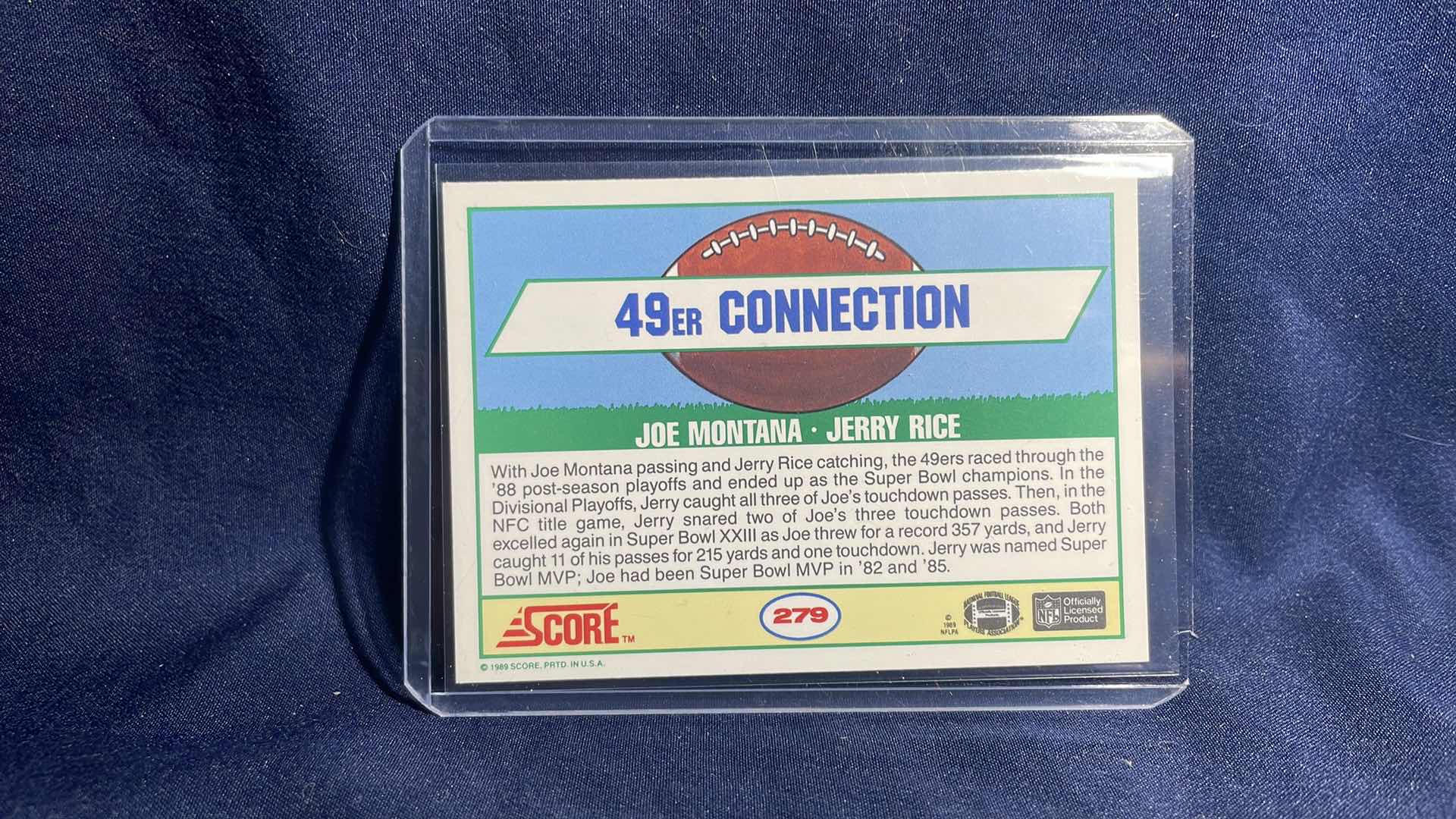 Photo 2 of 1989 SCORE JOE MONTANA JERRY RICE CARD 279