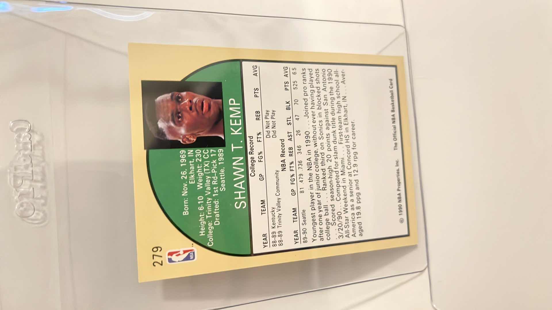 Photo 2 of 1990 SHAWN KEMP NBA HOOPS ROOKIE CARD 279