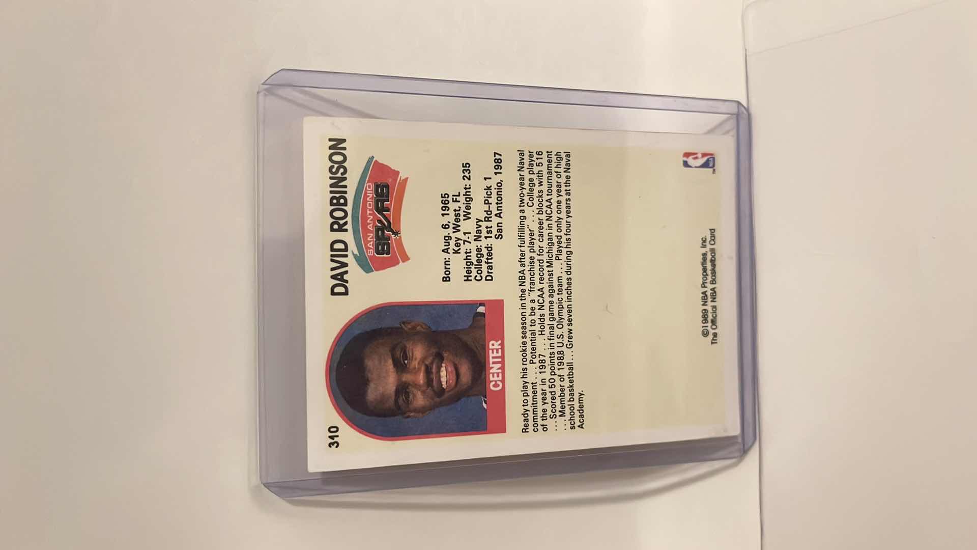 Photo 2 of 1989 DAVID ROBINSON NBA HOOPS ROOKIE CARD 310