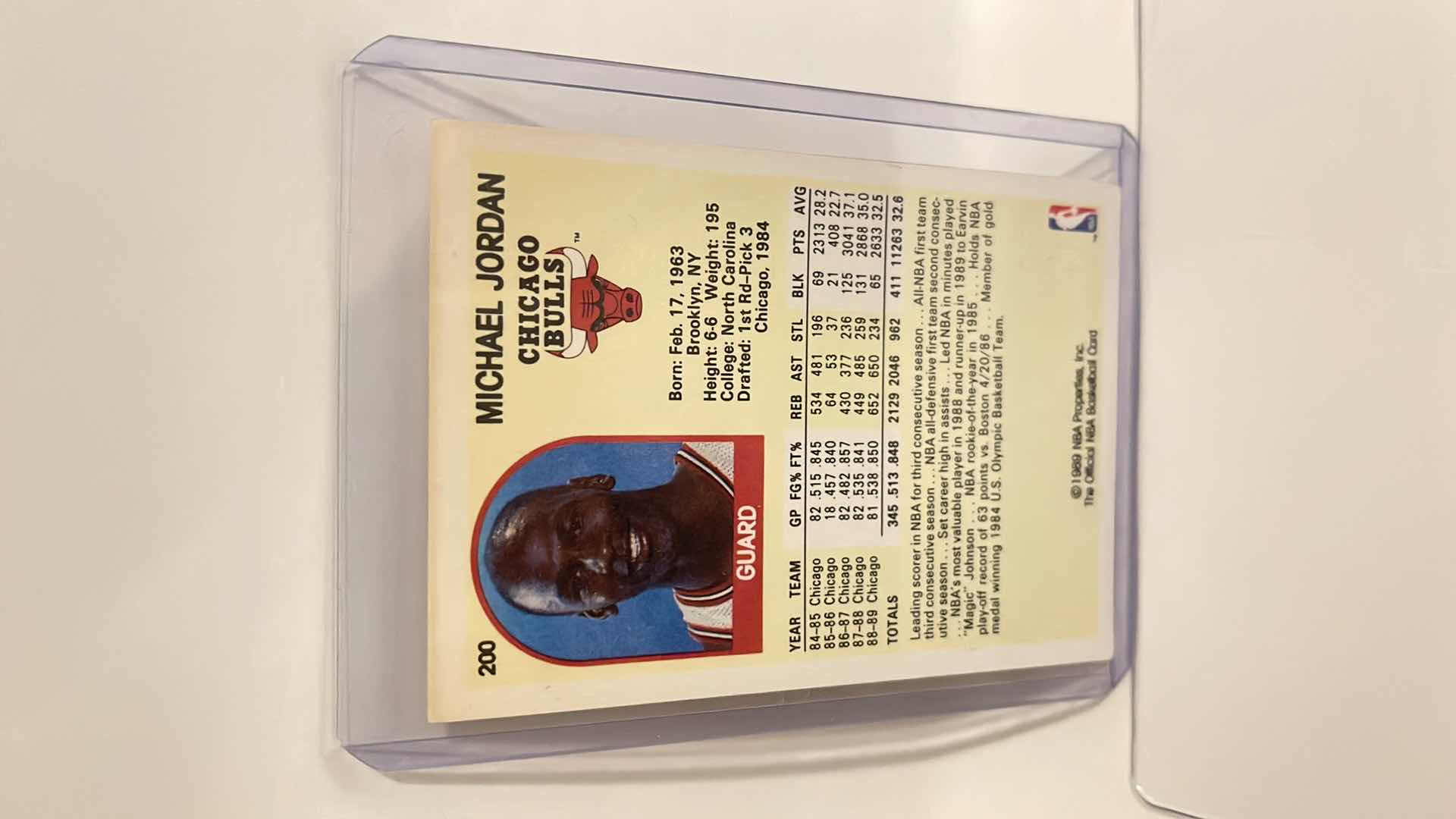 Photo 2 of 1989 MICHAEL JORDAN NBA HOOPS CARD 200