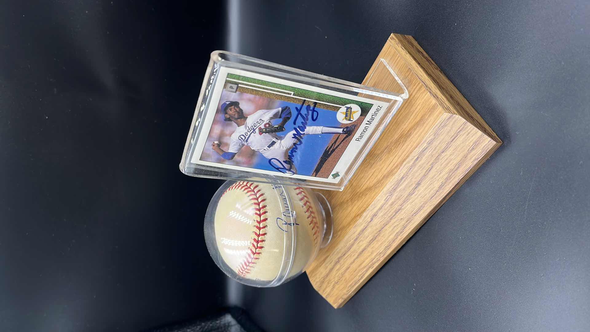 Photo 1 of RAMON MARTINEZ AUTOGRAPHED BASEBALL & ROOKIE CARD