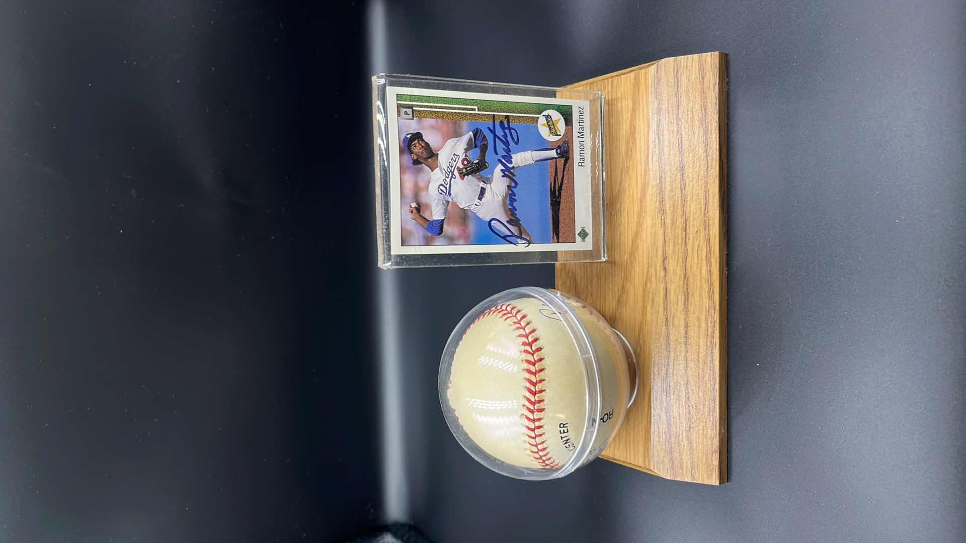 Photo 3 of RAMON MARTINEZ AUTOGRAPHED BASEBALL & ROOKIE CARD