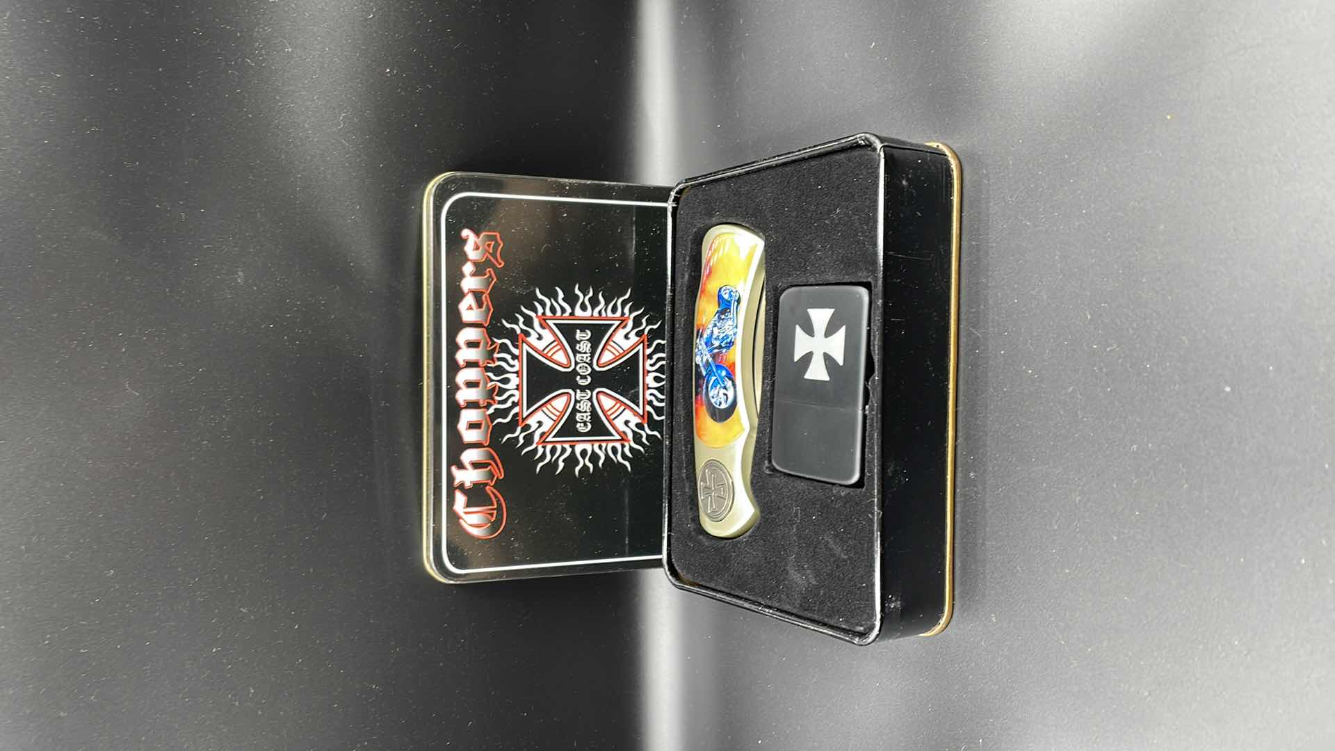 Photo 1 of CHOPPERS ZIPPO AND KNIFE SET 7”
