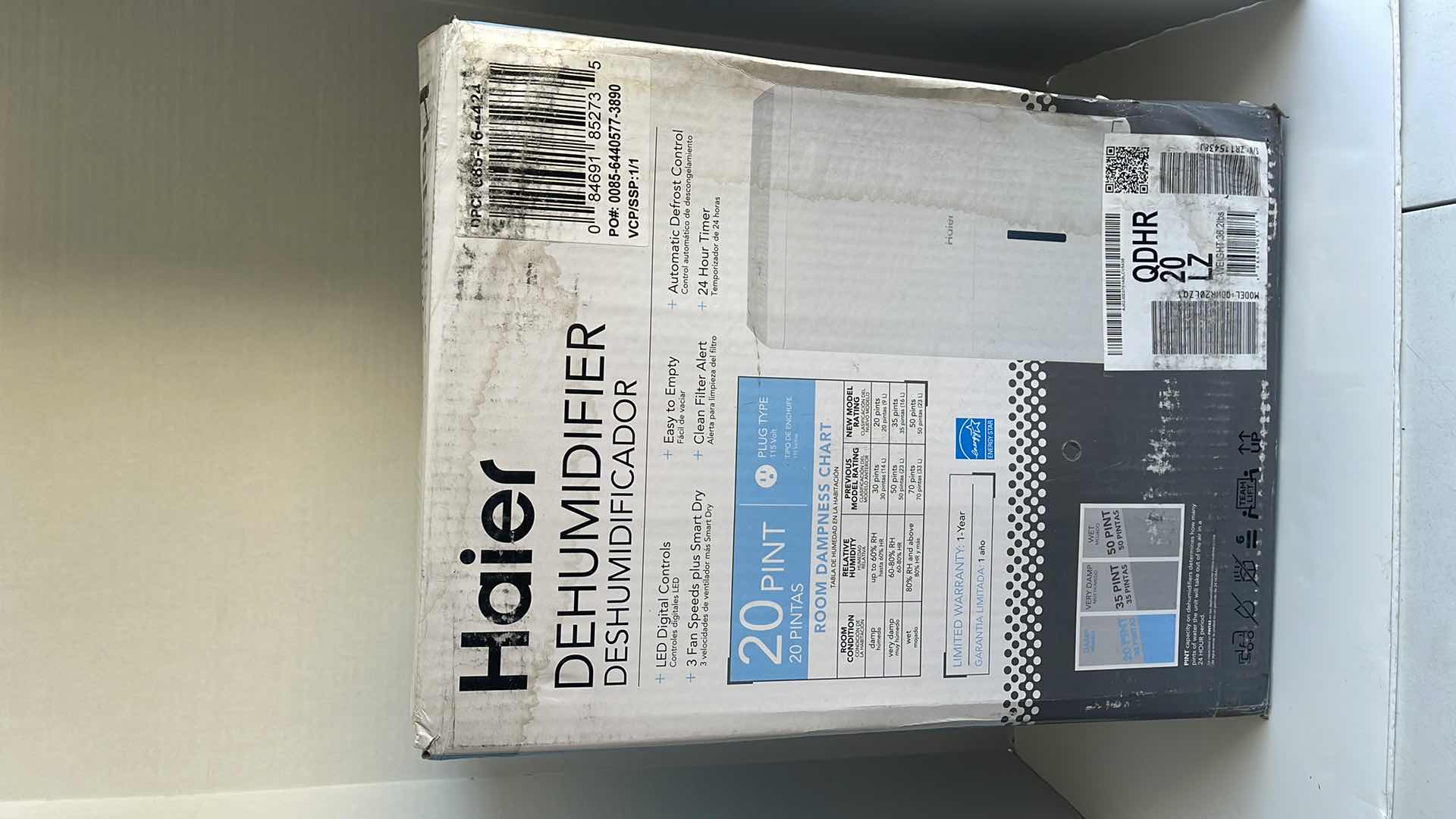 Photo 2 of HAIER DEHUMIDIFIER MODEL QDHR20LZ