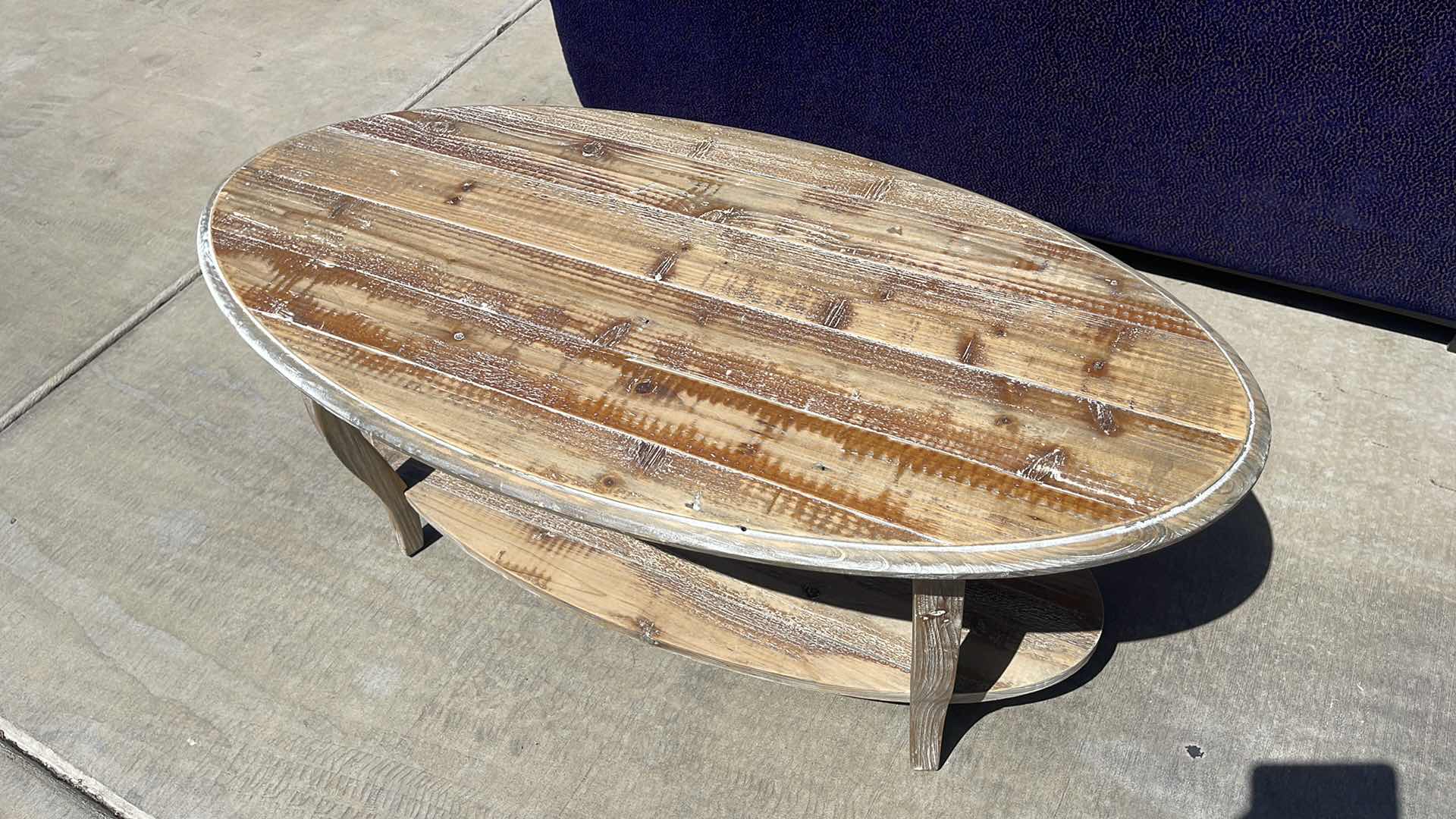 Photo 2 of RUSTIC WOOD BASE COFFEE TABLE 48” X 24” 19”