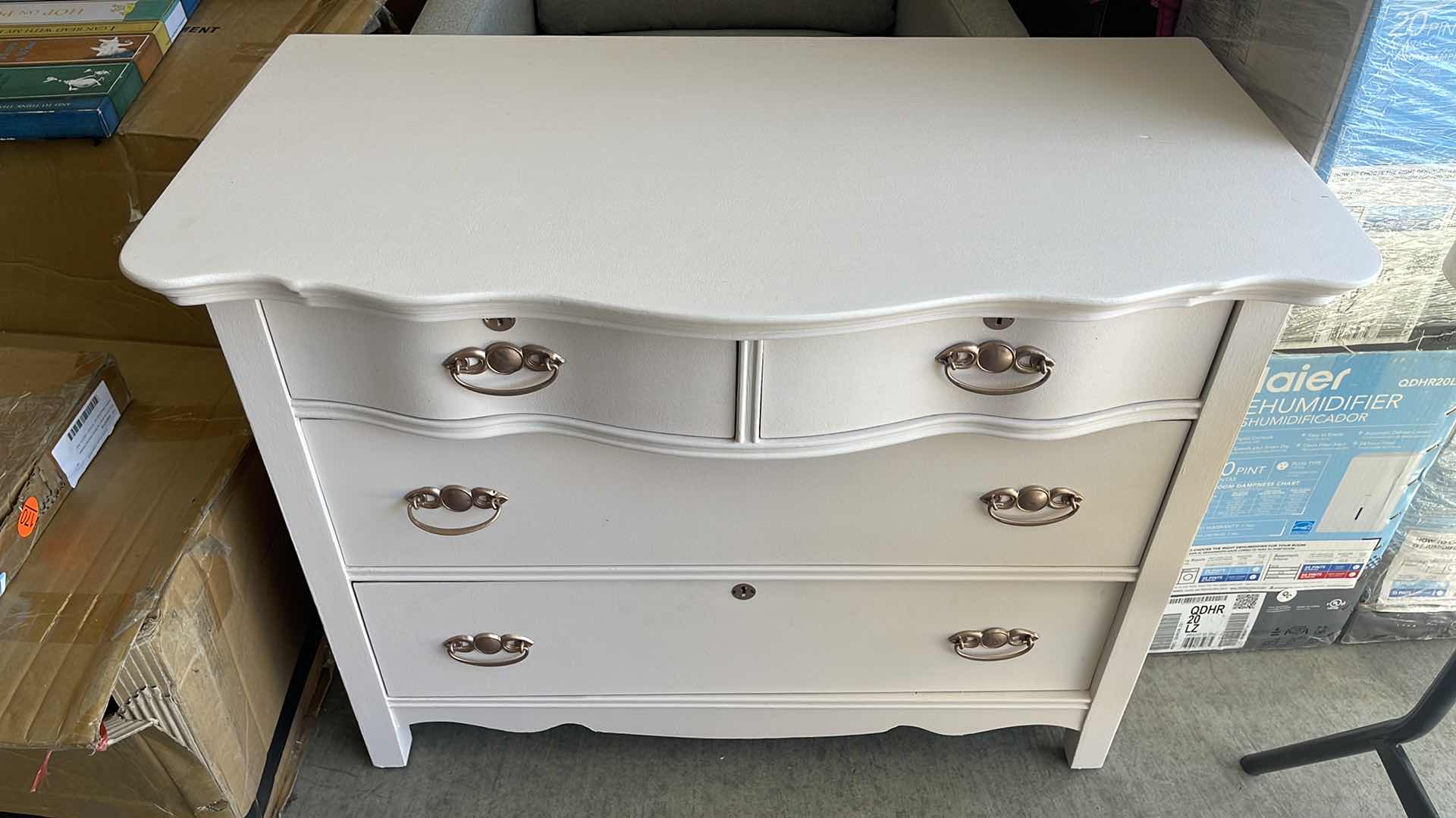 Photo 1 of WHITE WOOD BASE 4 DRAWER DRESSER 39” X 21” H30”