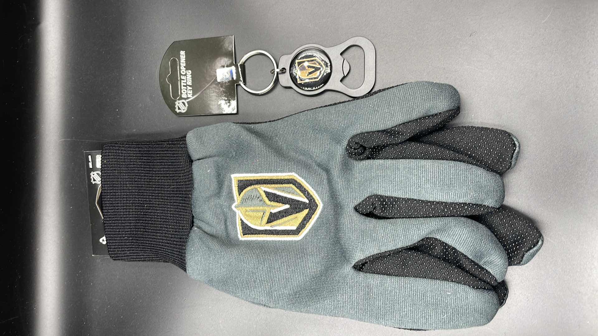 Photo 1 of 2 PC VEGAS GOLDEN KNIGHTS BOTTLE OPENER KEY RING W UTILITY GLOVES