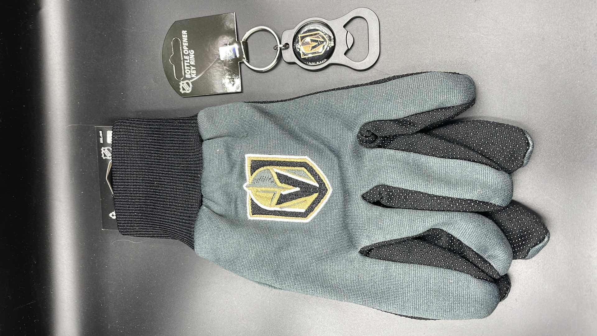 Photo 1 of 2 PC VEGAS GOLDEN KNIGHTS BOTTLE OPENER KEY RING W UTILITY GLOVES