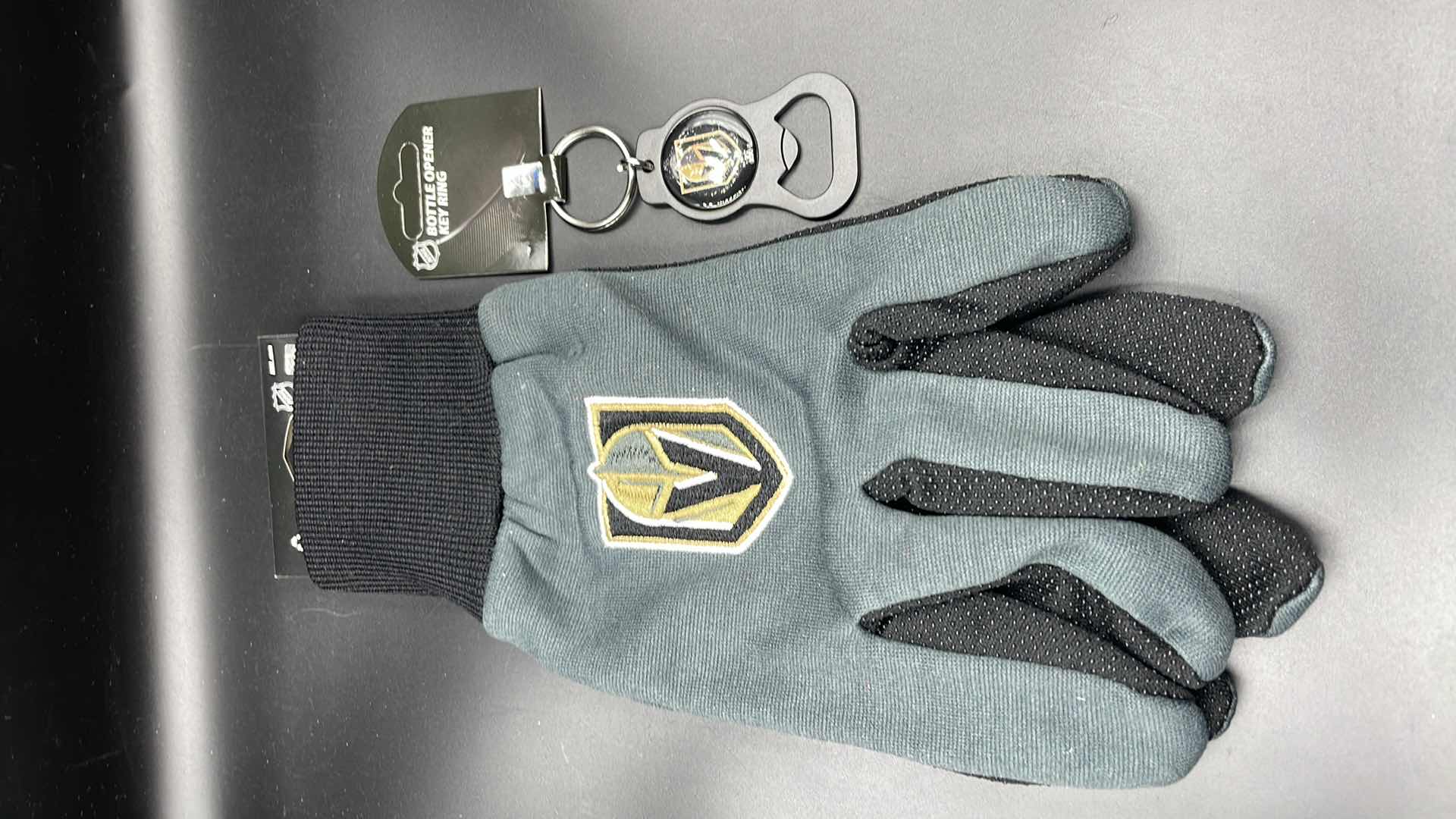 Photo 1 of 2 PC VEGAS GOLDEN KNIGHTS BOTTLE OPENER KEY RING W UTILITY GLOVES