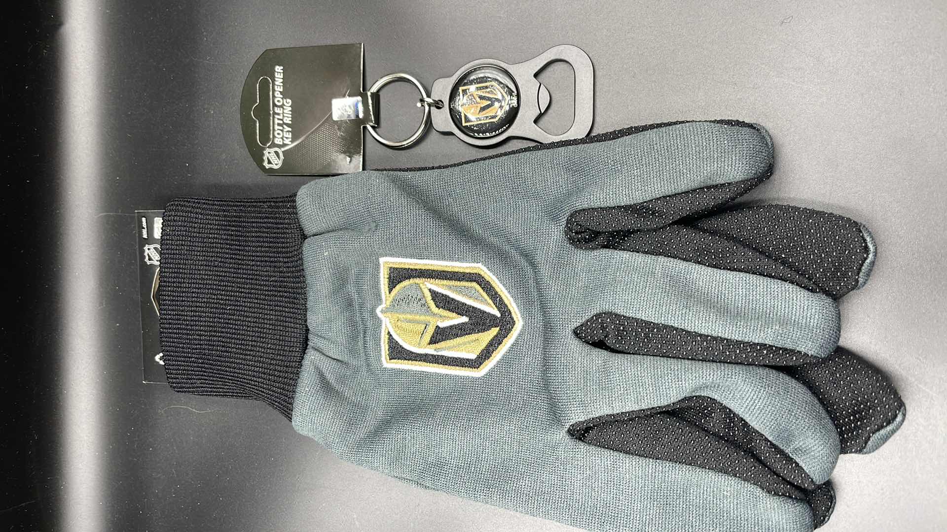 Photo 1 of 2 PC VEGAS GOLDEN KNIGHTS BOTTLE OPENER KEY RING W UTILITY GLOVES