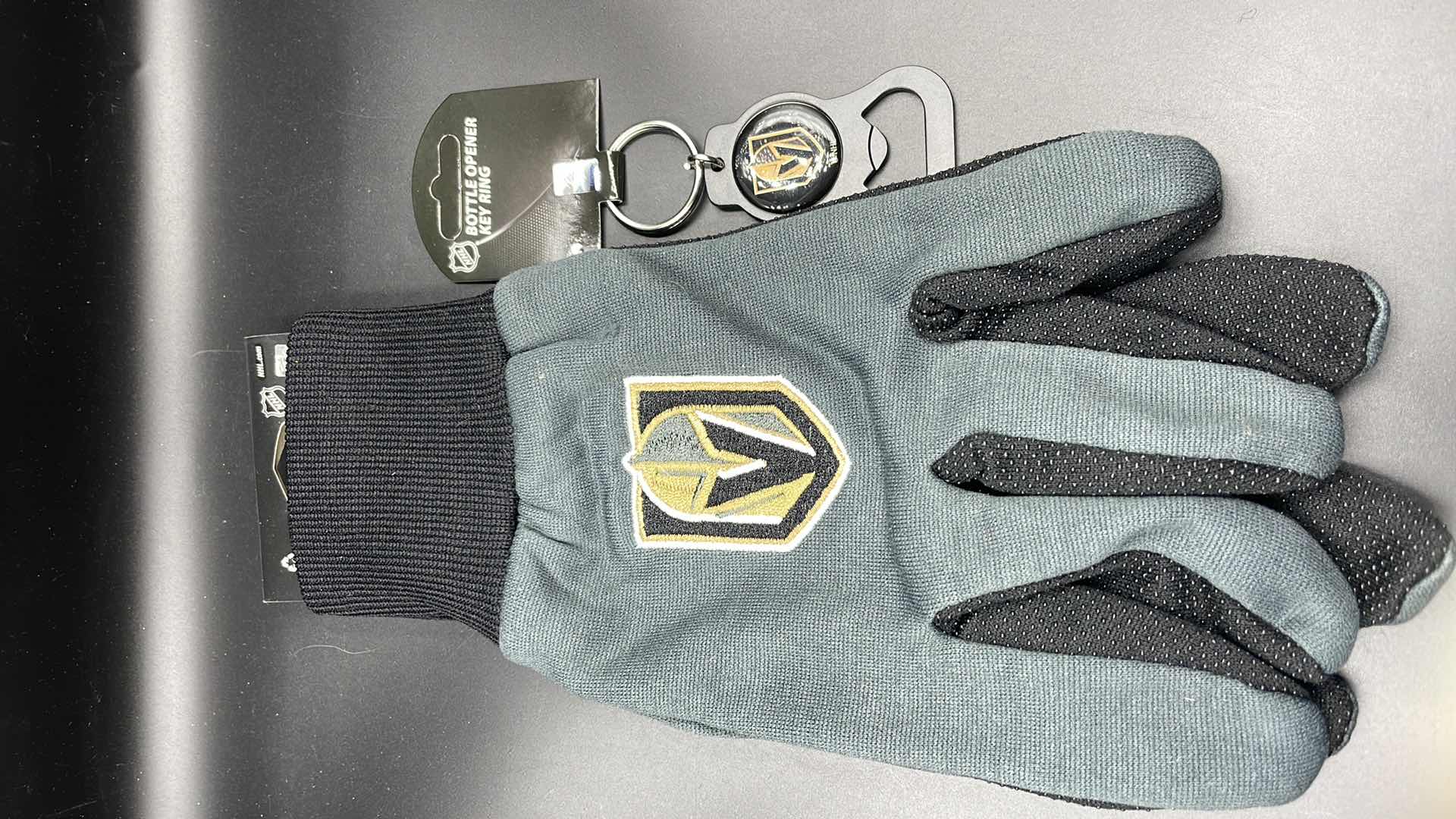 Photo 1 of 2 PC VEGAS GOLDEN KNIGHTS BOTTLE OPENER KEY RING W UTILITY GLOVES