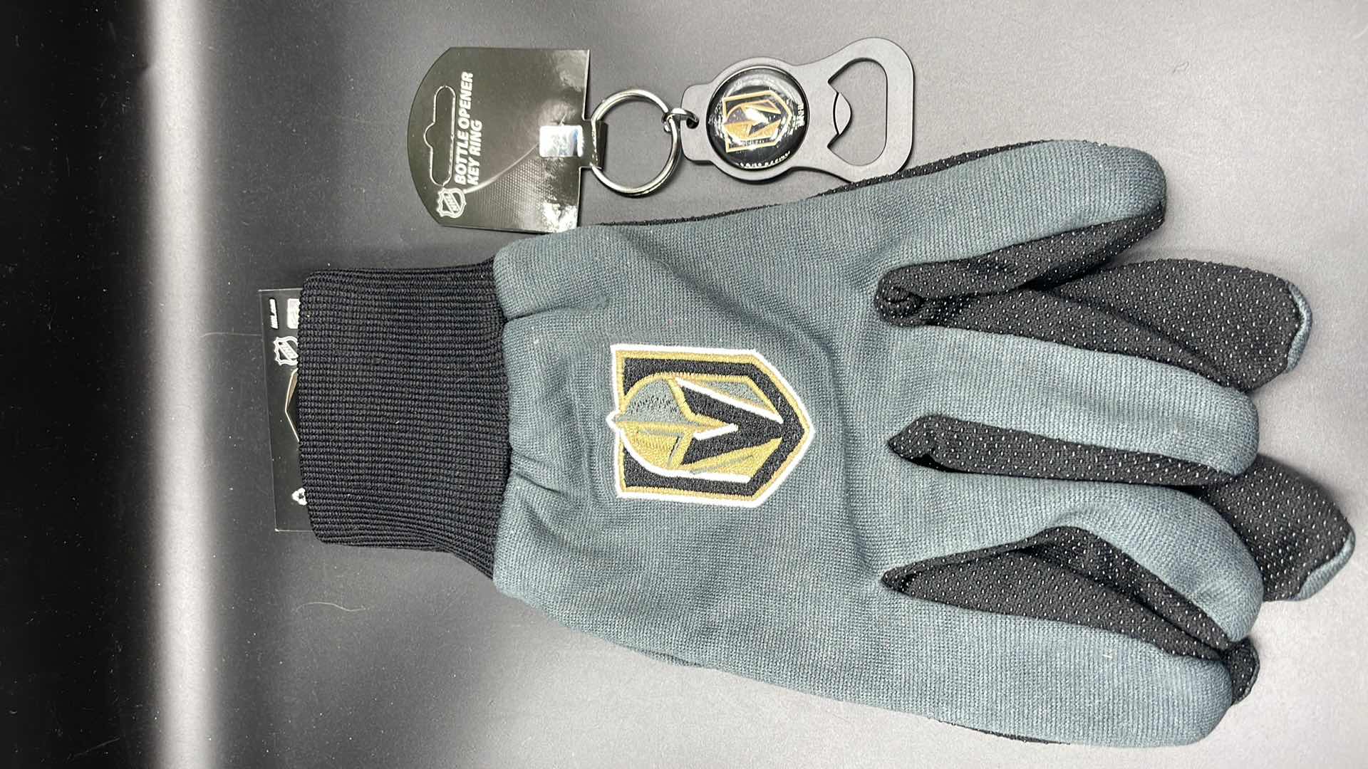 Photo 1 of 2 PC VEGAS GOLDEN KNIGHTS BOTTLE OPENER KEY RING W UTILITY GLOVES