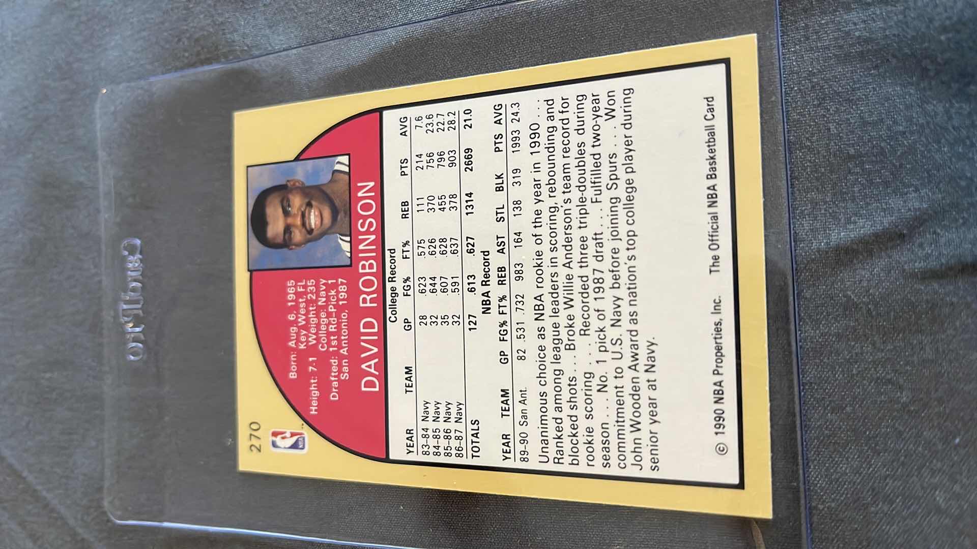 Photo 2 of 1990 DAVID ROBINSON NBA HOOPS ROOKIE OF THE YEAR CARD 270