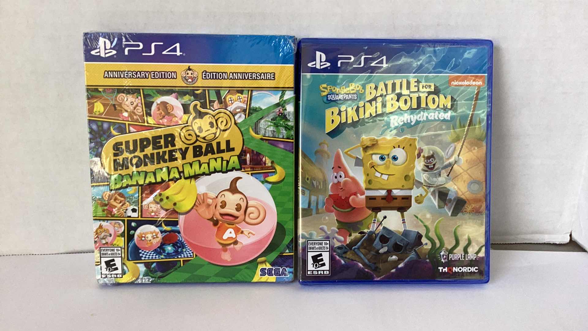 Photo 1 of 2 NEW PS4 GAMES: SUPER MONKEY BALL BANANA MANIA AND SPONGEBOB SQUAREPANTS BATTLE FOR BIKINI BOTTOM REHYDRATED