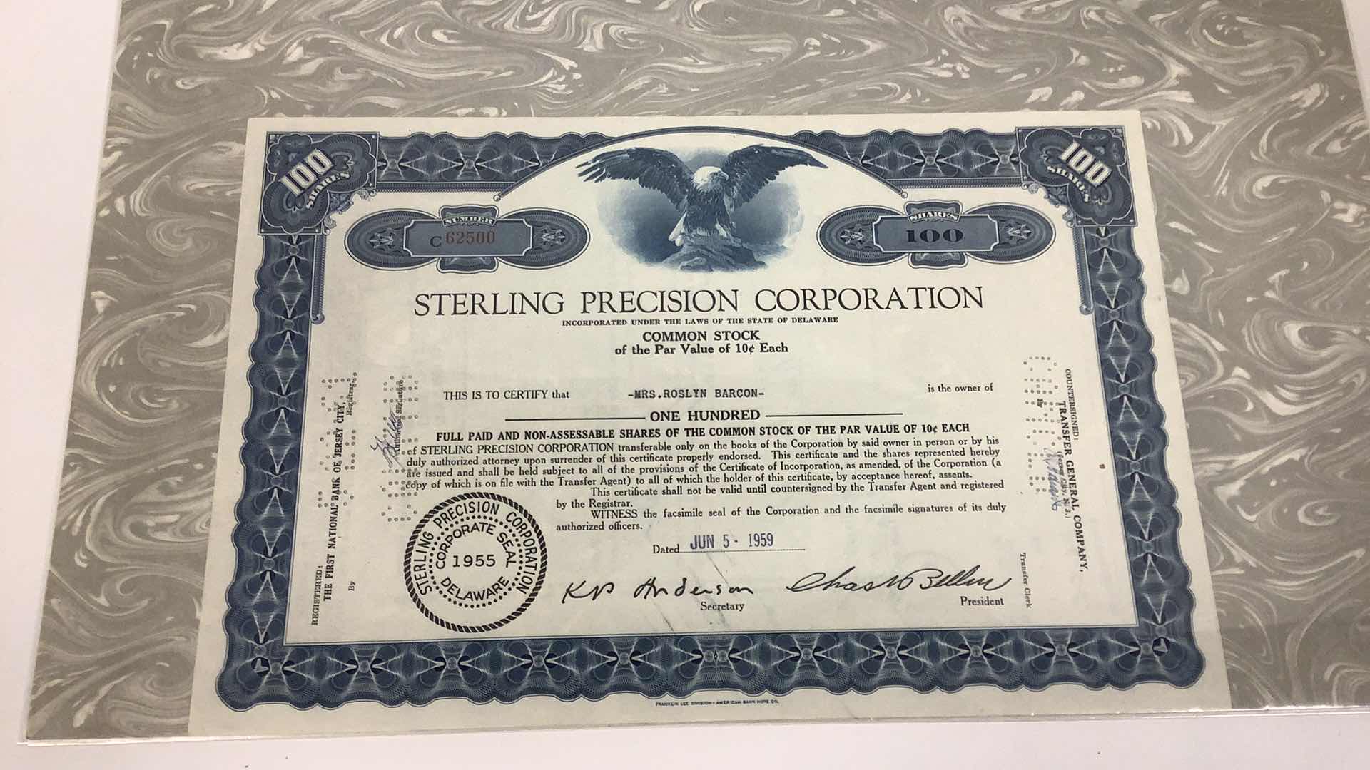 Photo 3 of FRANKLIN MINT, UNITED STATES LINES AND STERLING PRECISION CORPORATION 100 SHARES
